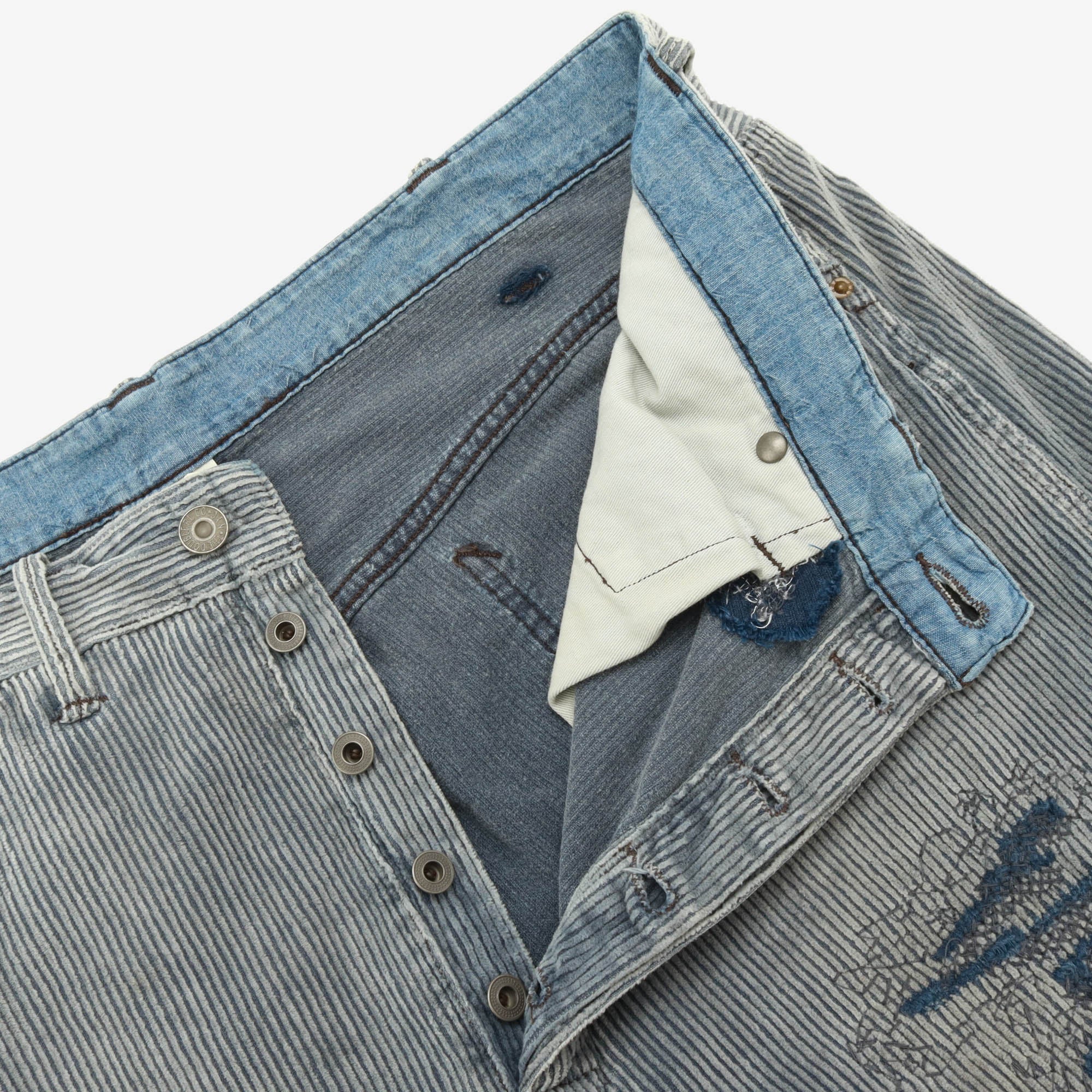 Straight Fit Distressed Corduroy Pants (36W X 30L)