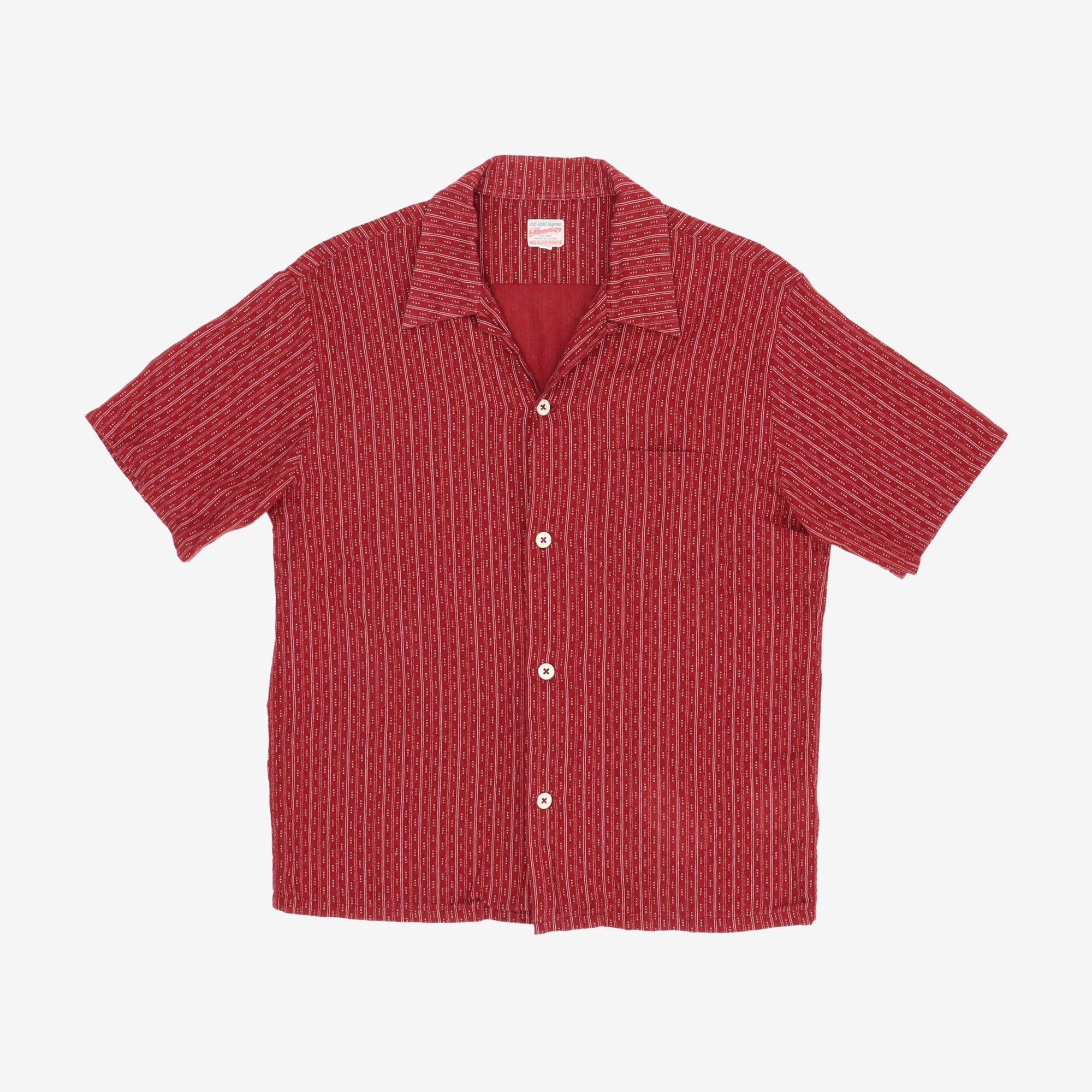 Linen Stripe Open Collar Shirt