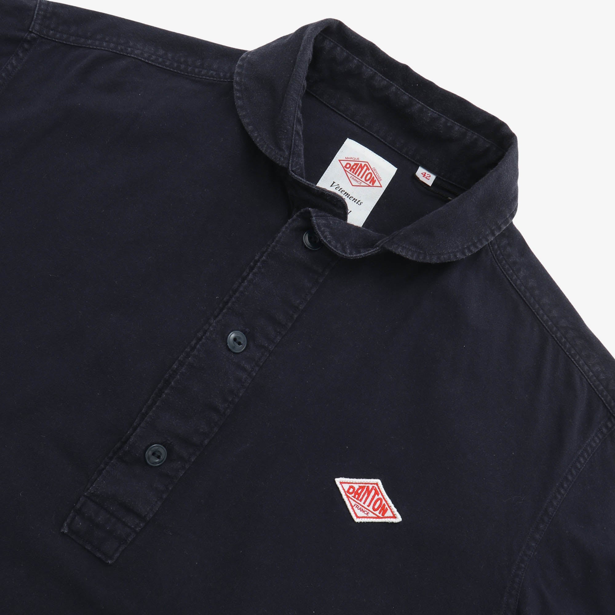 Shawl Collar Half Button Shirt
