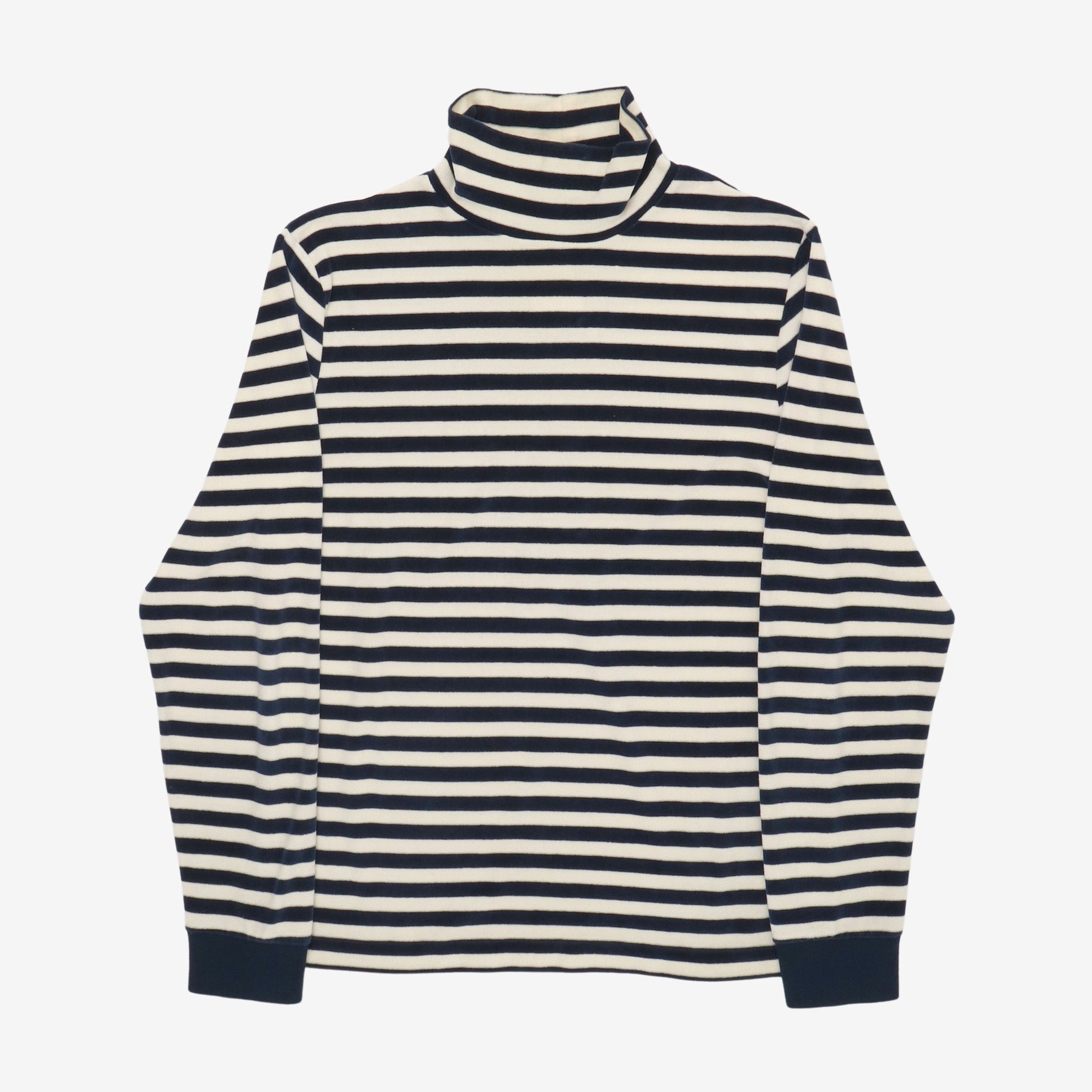 Velour Stripe Turtleneck Top