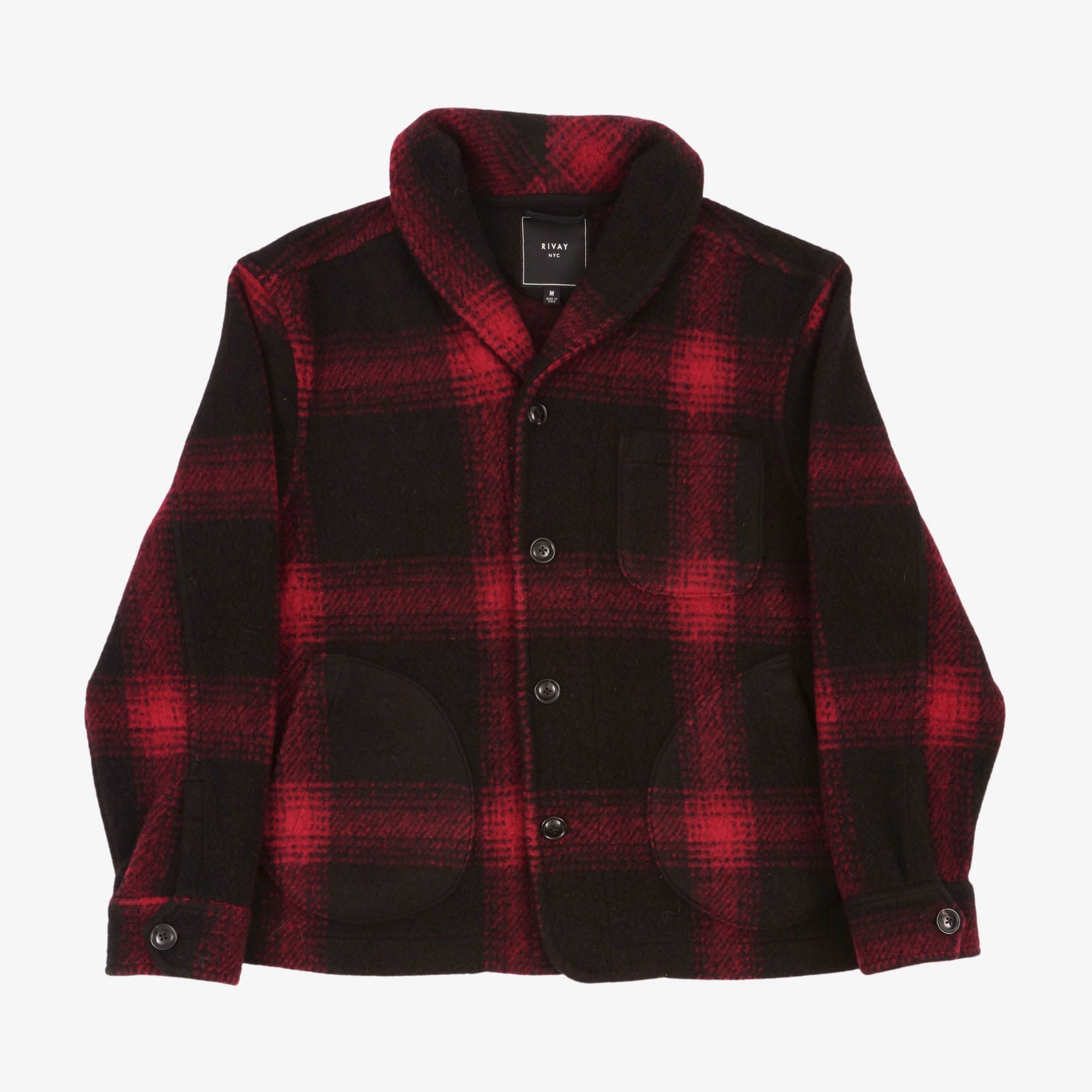 Buffalo Plaid Shawl Collar Jacket