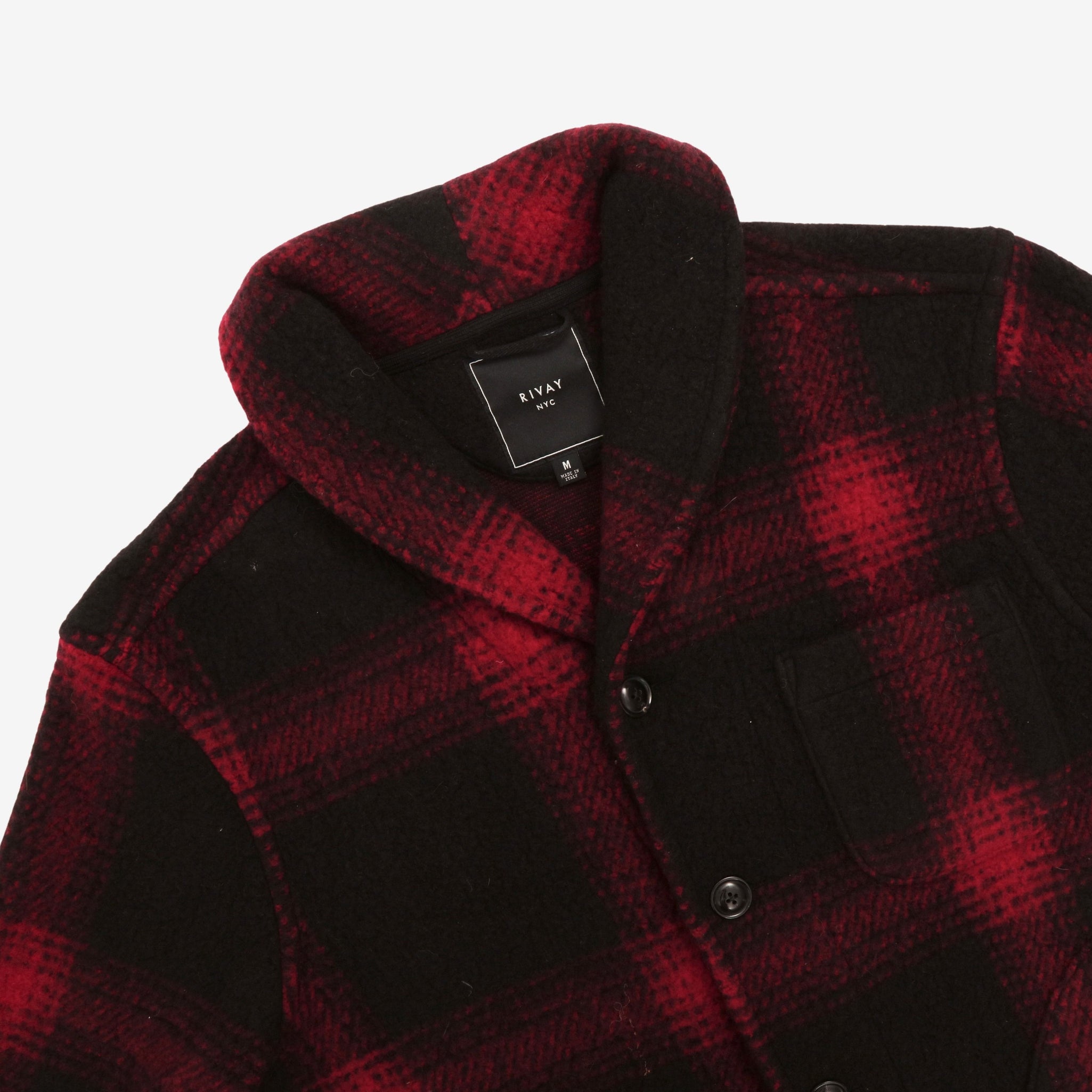 Buffalo Plaid Shawl Collar Jacket