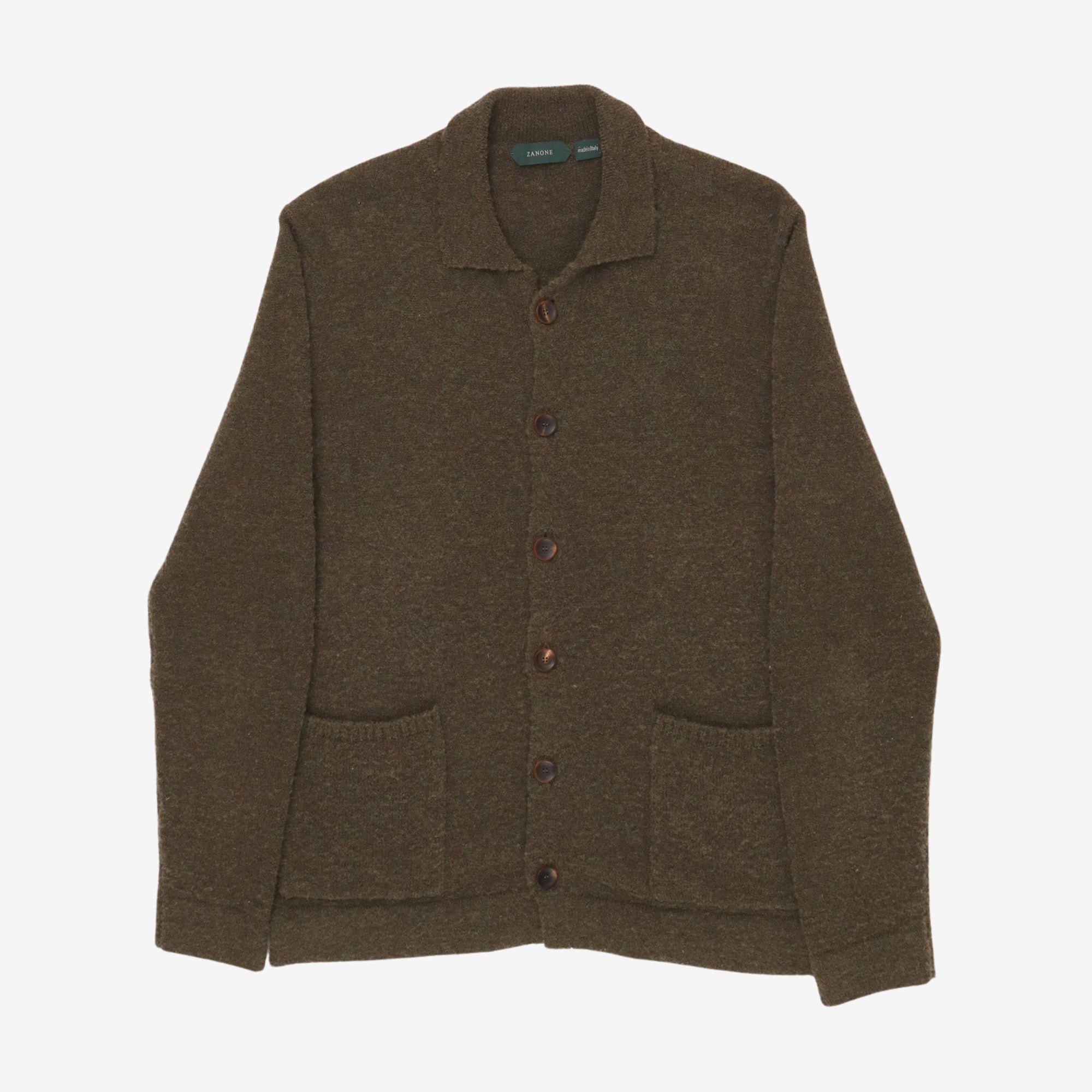 Brushed Virgin Wool Blend Cardigan