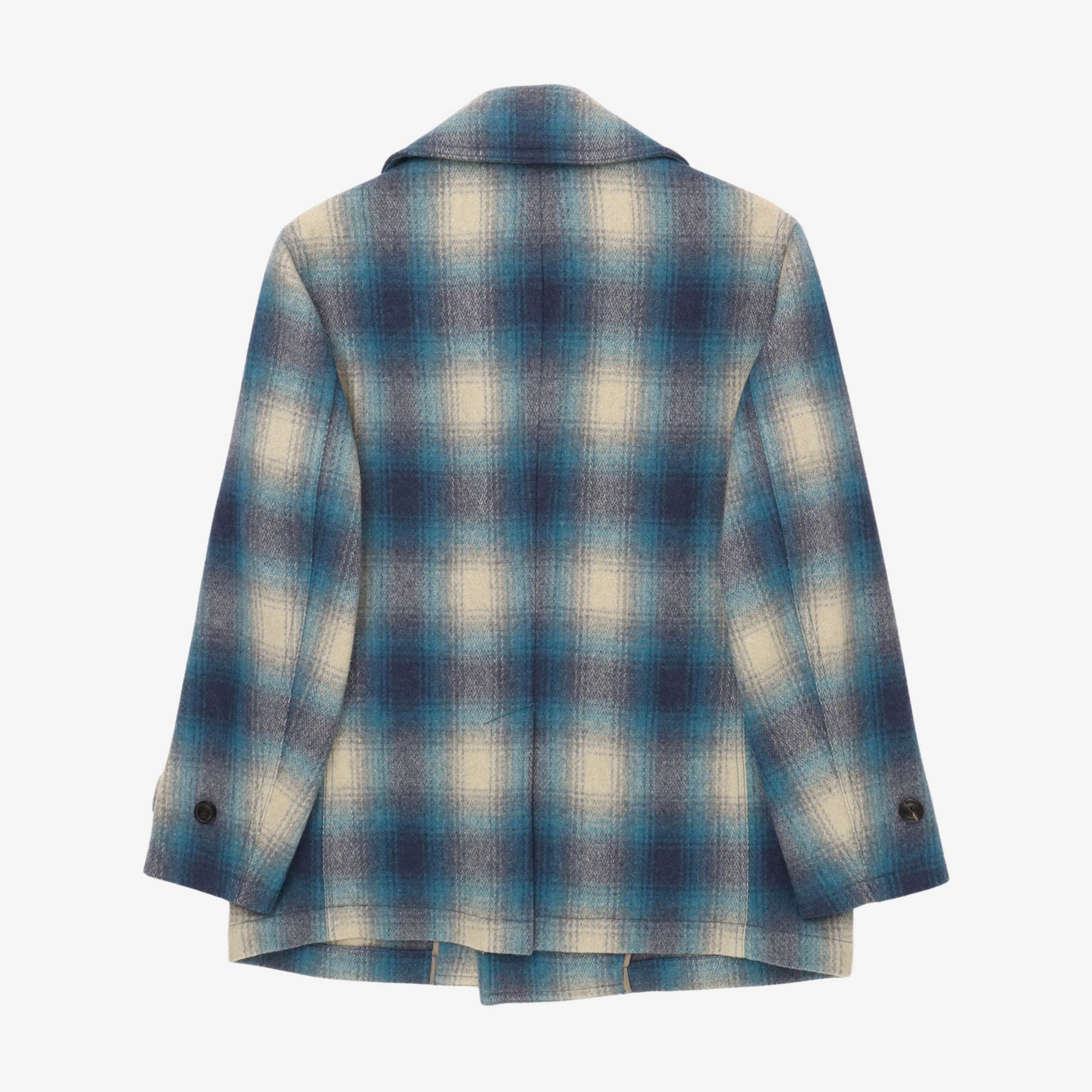 Wool Plaid Check Peacoat