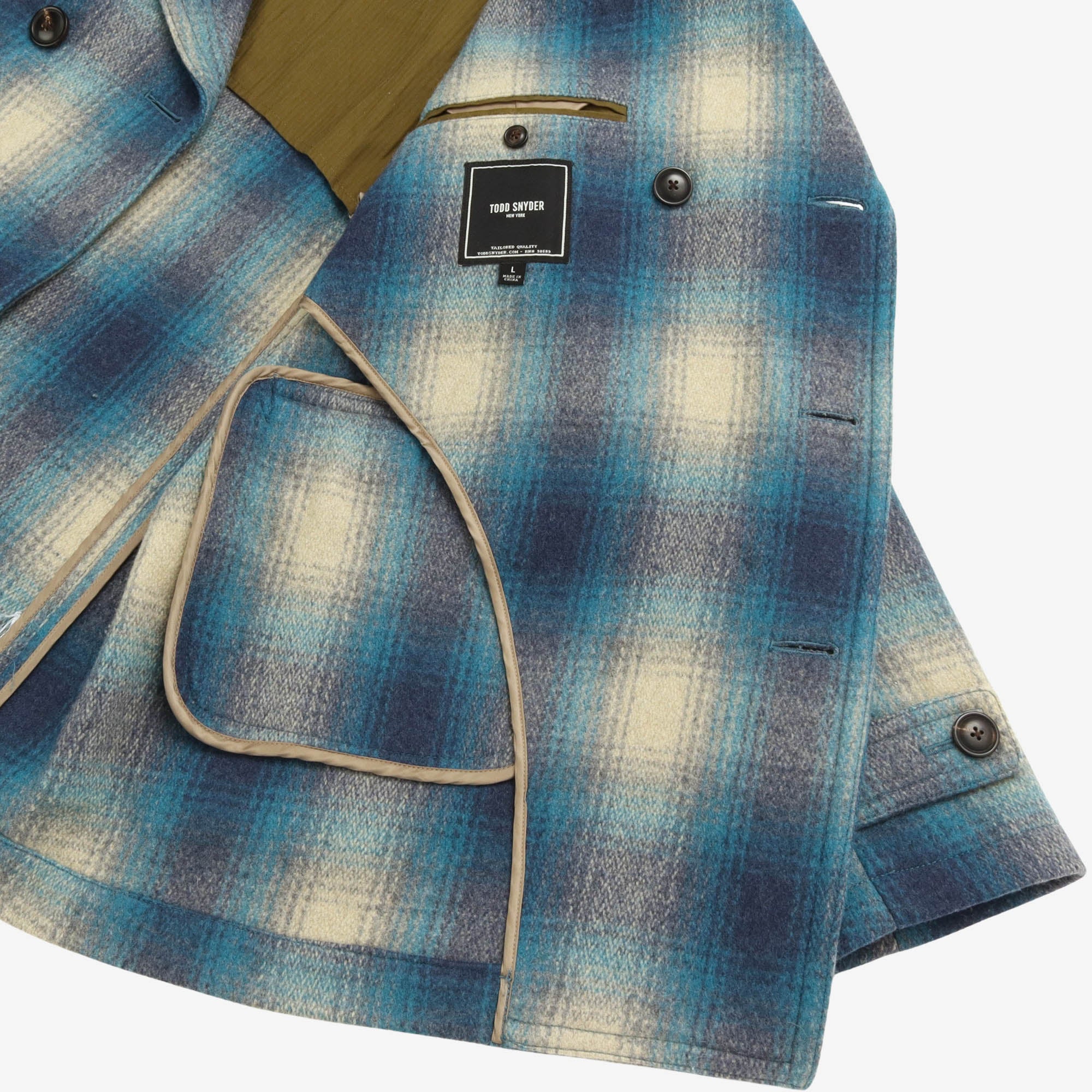 Wool Plaid Check Peacoat