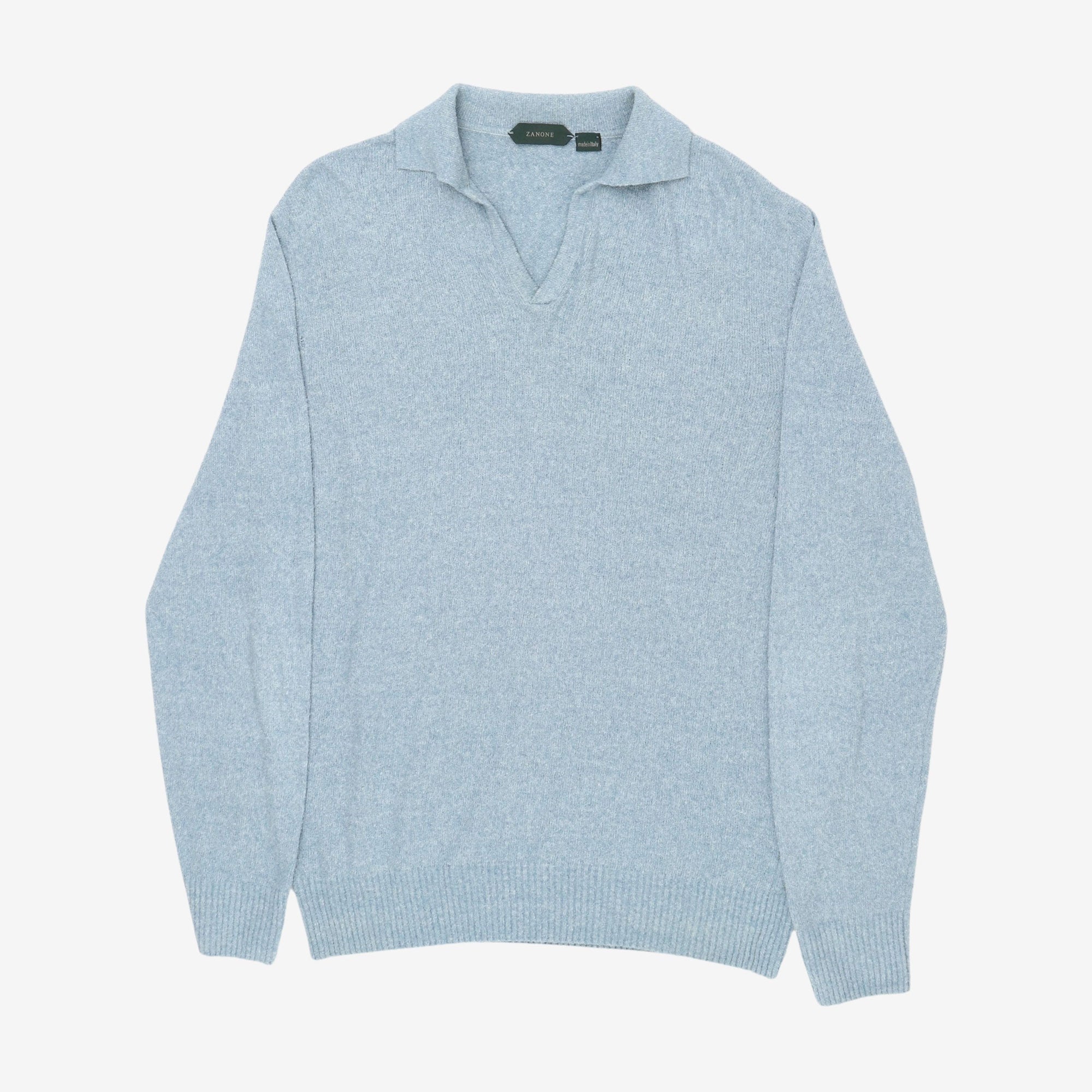 V Neck Boucle Polo Sweater