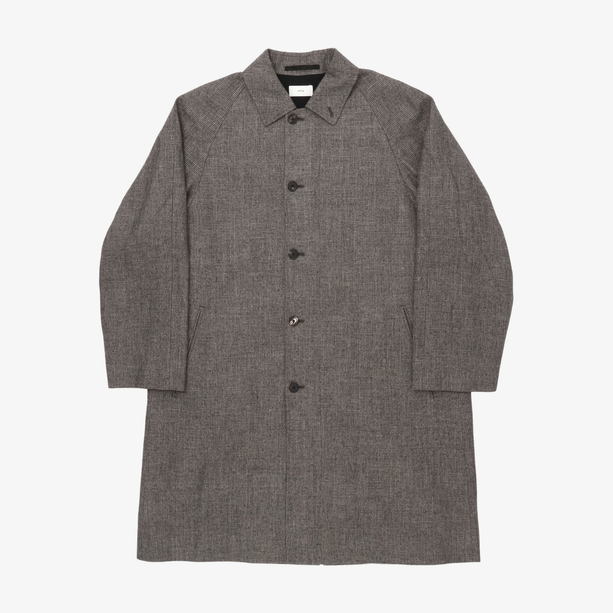 Balmacaan Linen Wool Twill Coat