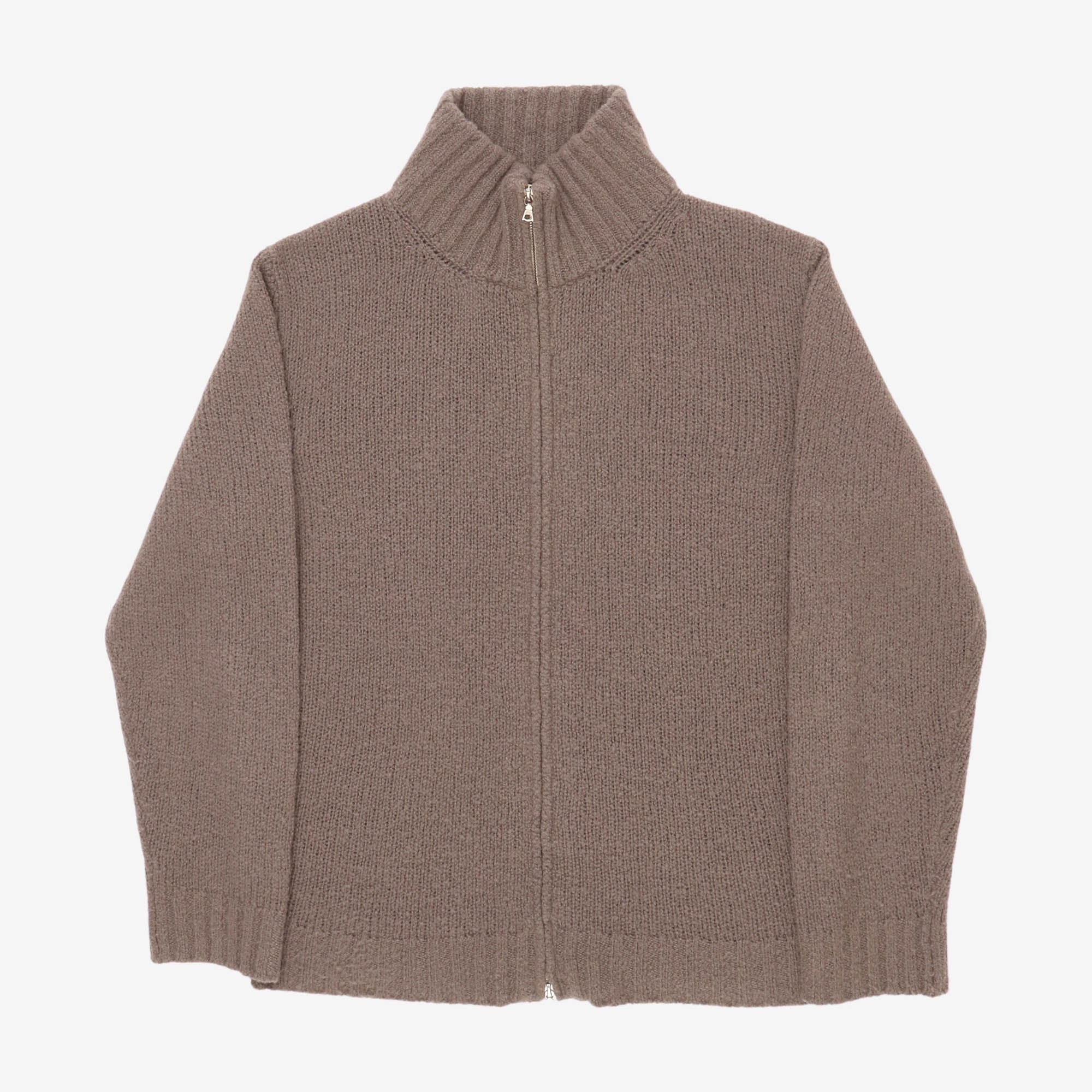 Boucle Wool Zipped Knit Sweater