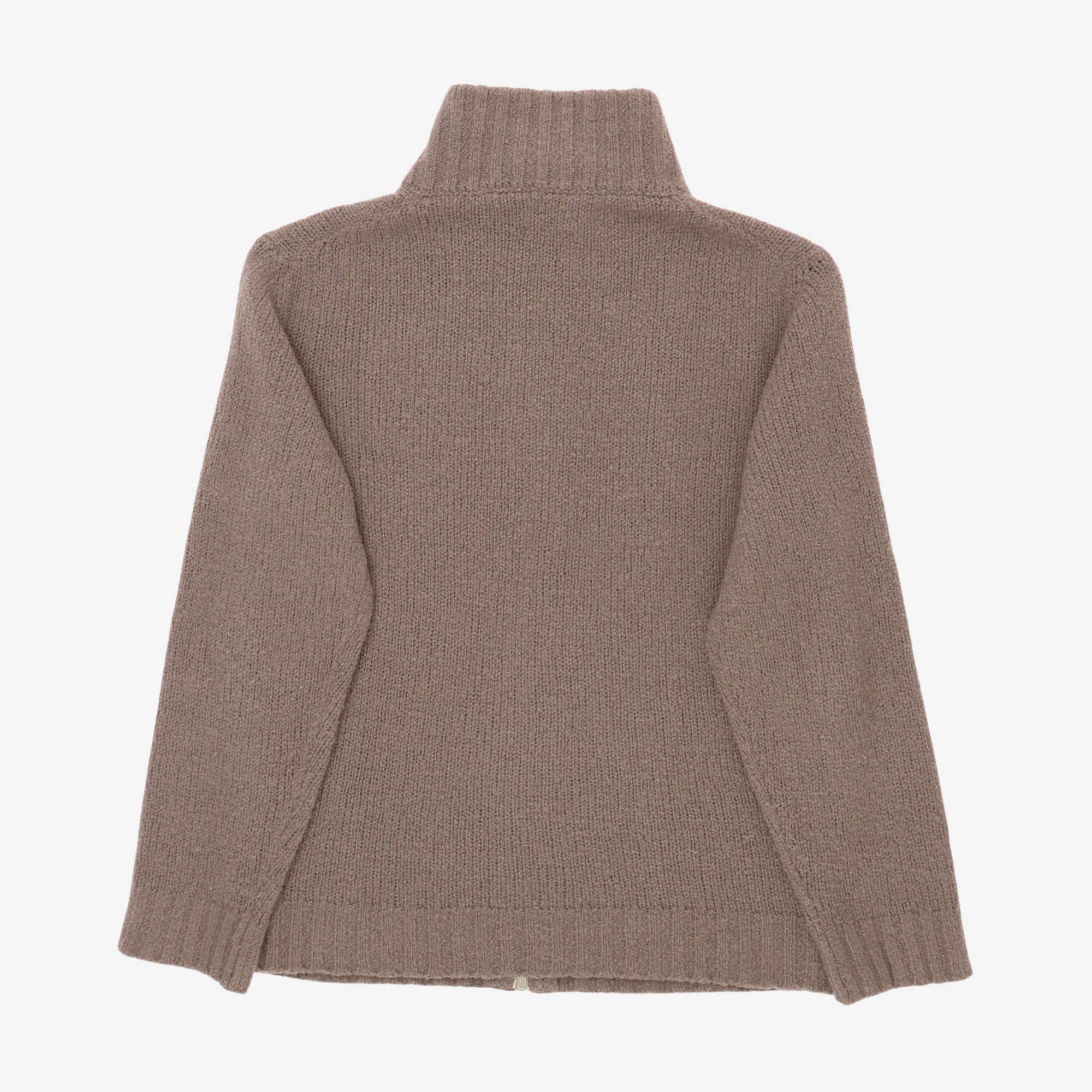 Boucle Wool Zipped Knit Sweater