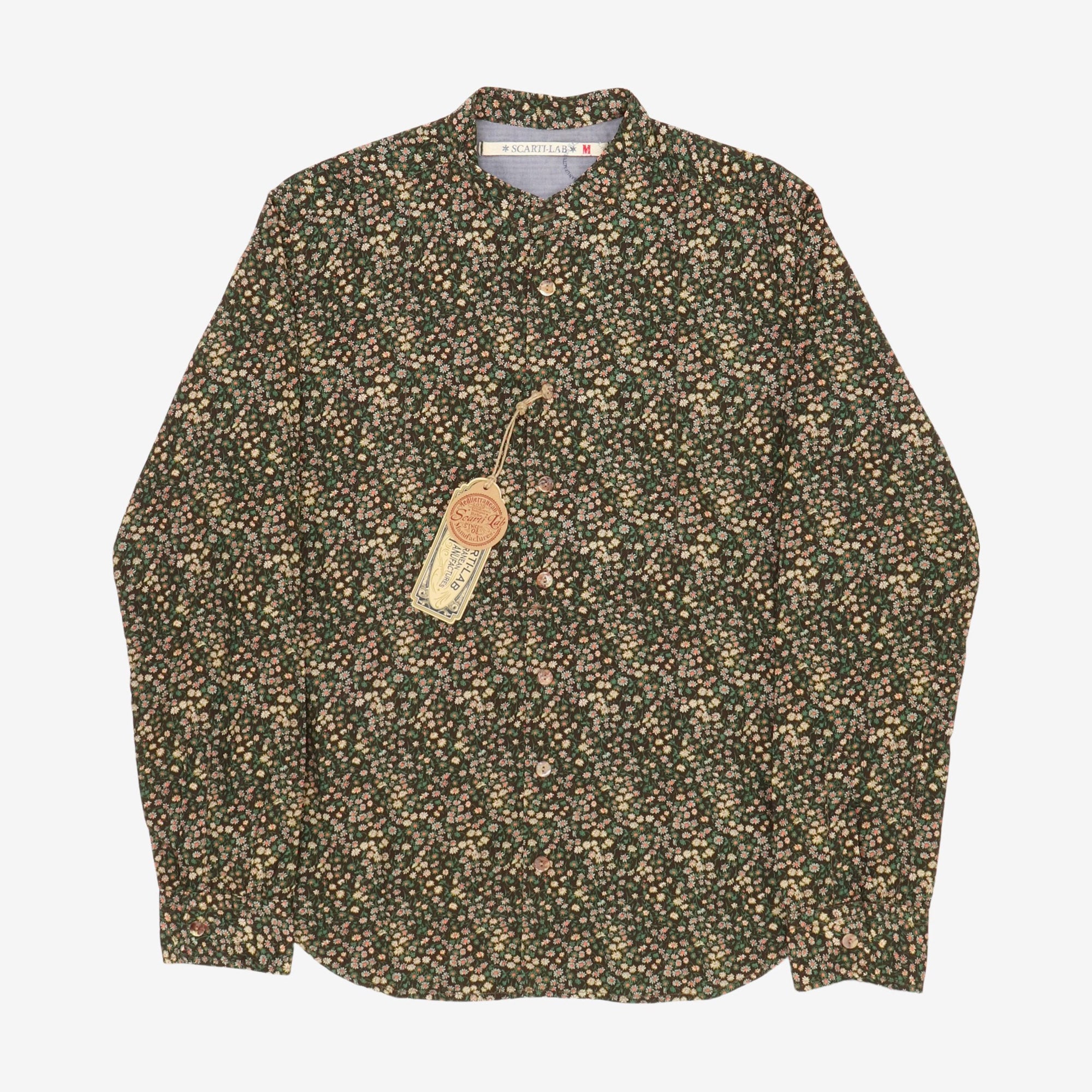 Floral Band Collar Shirt