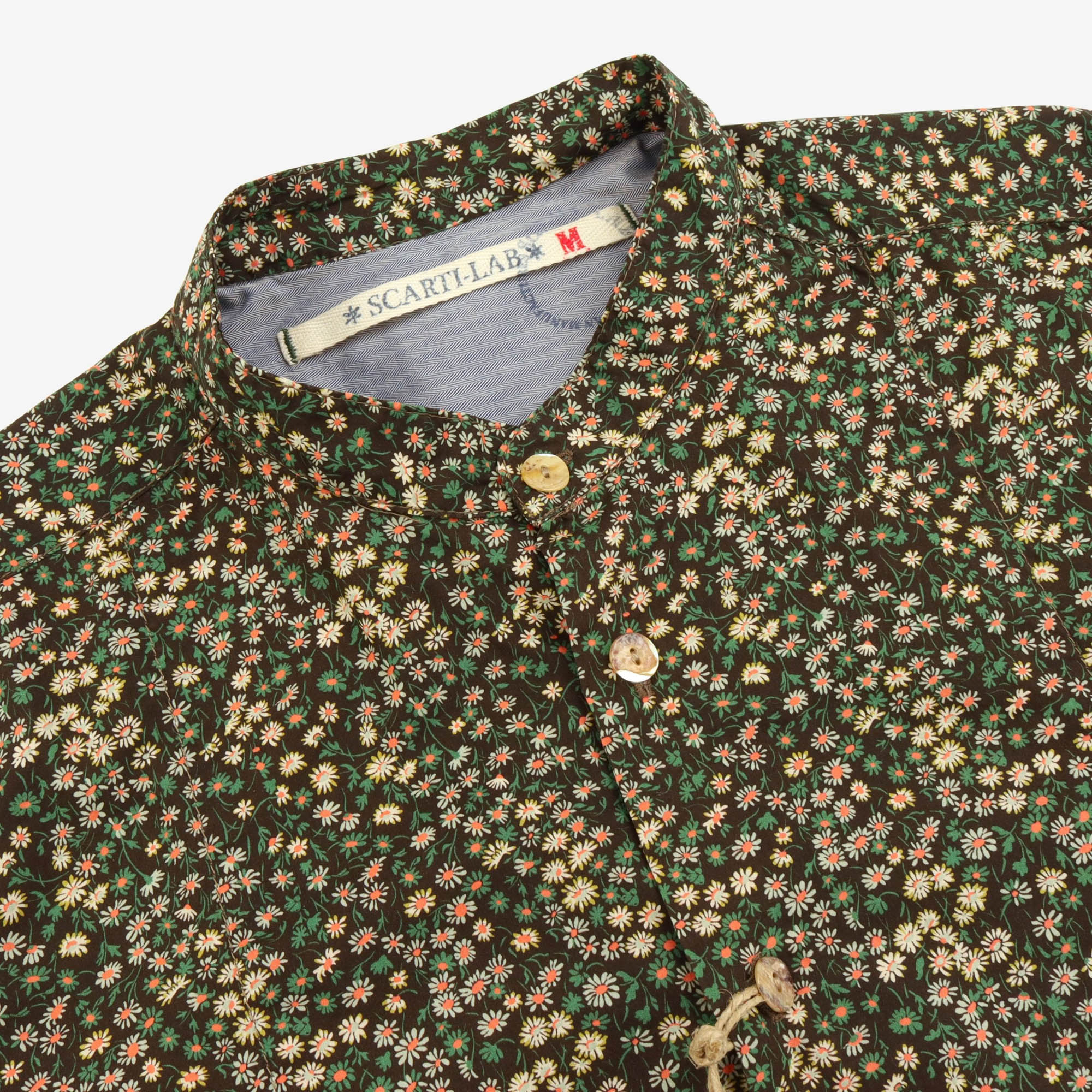 Floral Band Collar Shirt