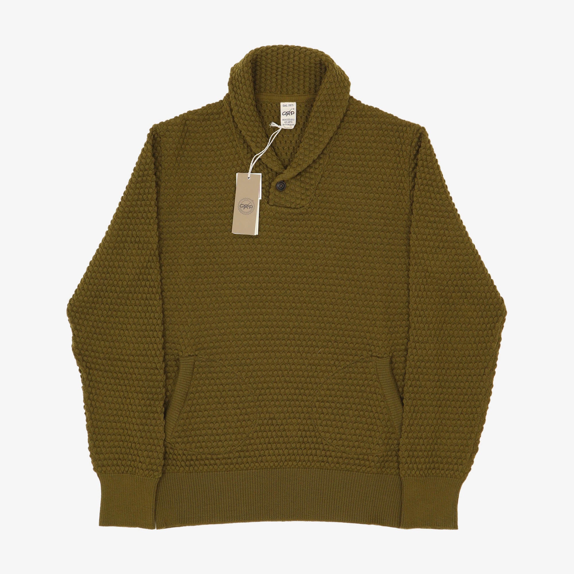 Spot Knit Shawl Collar Sweater