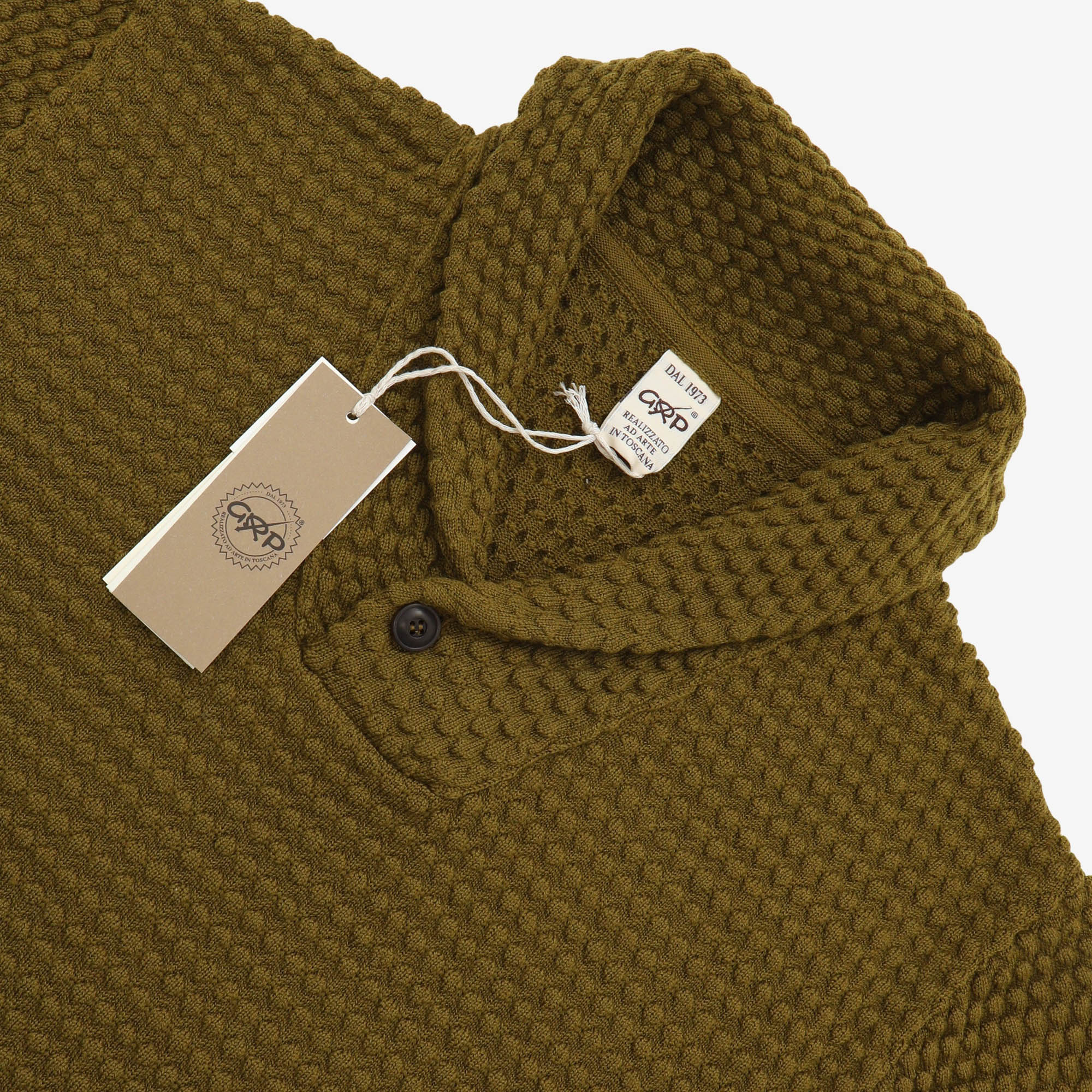 Spot Knit Shawl Collar Sweater