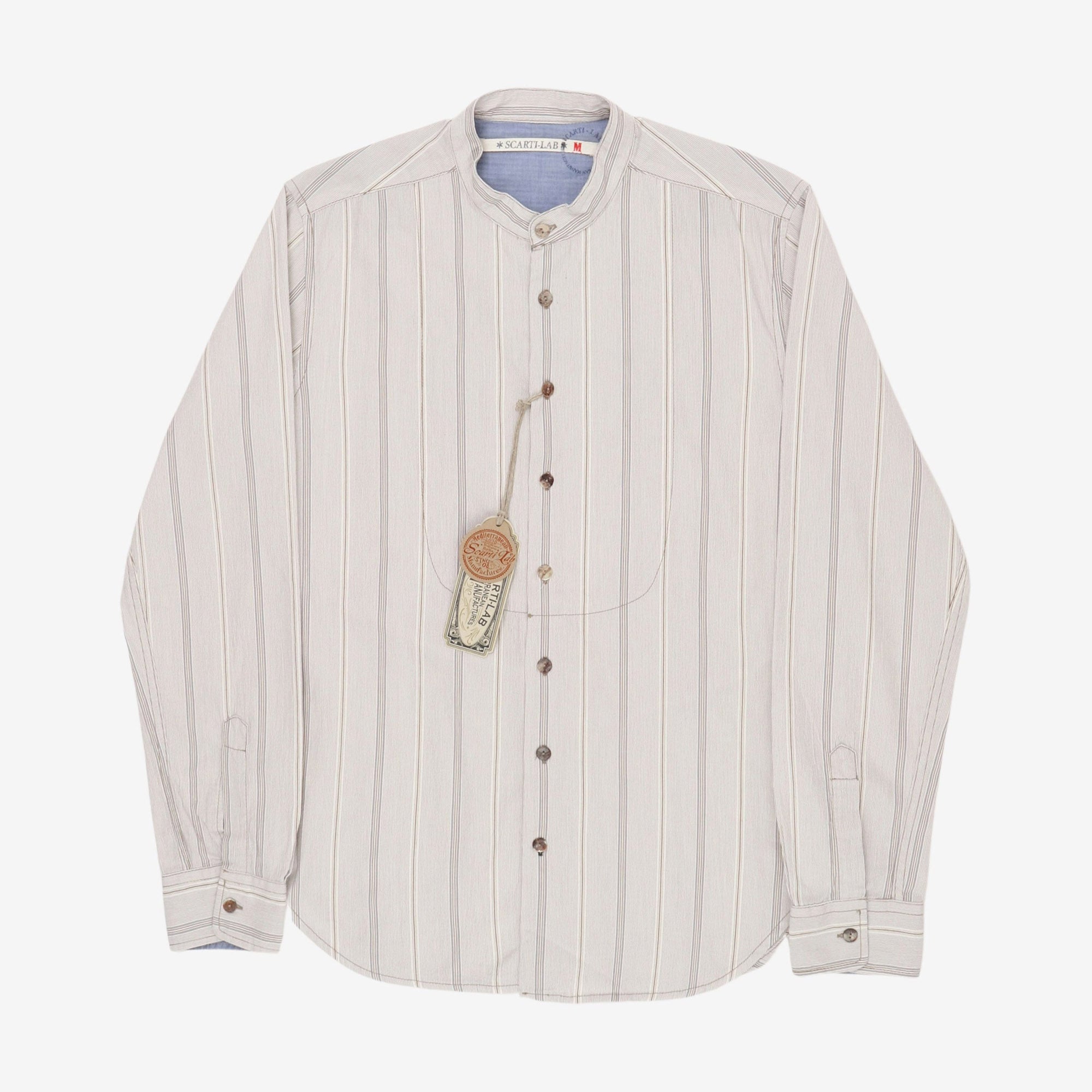 Stripe Band Collar Shirt