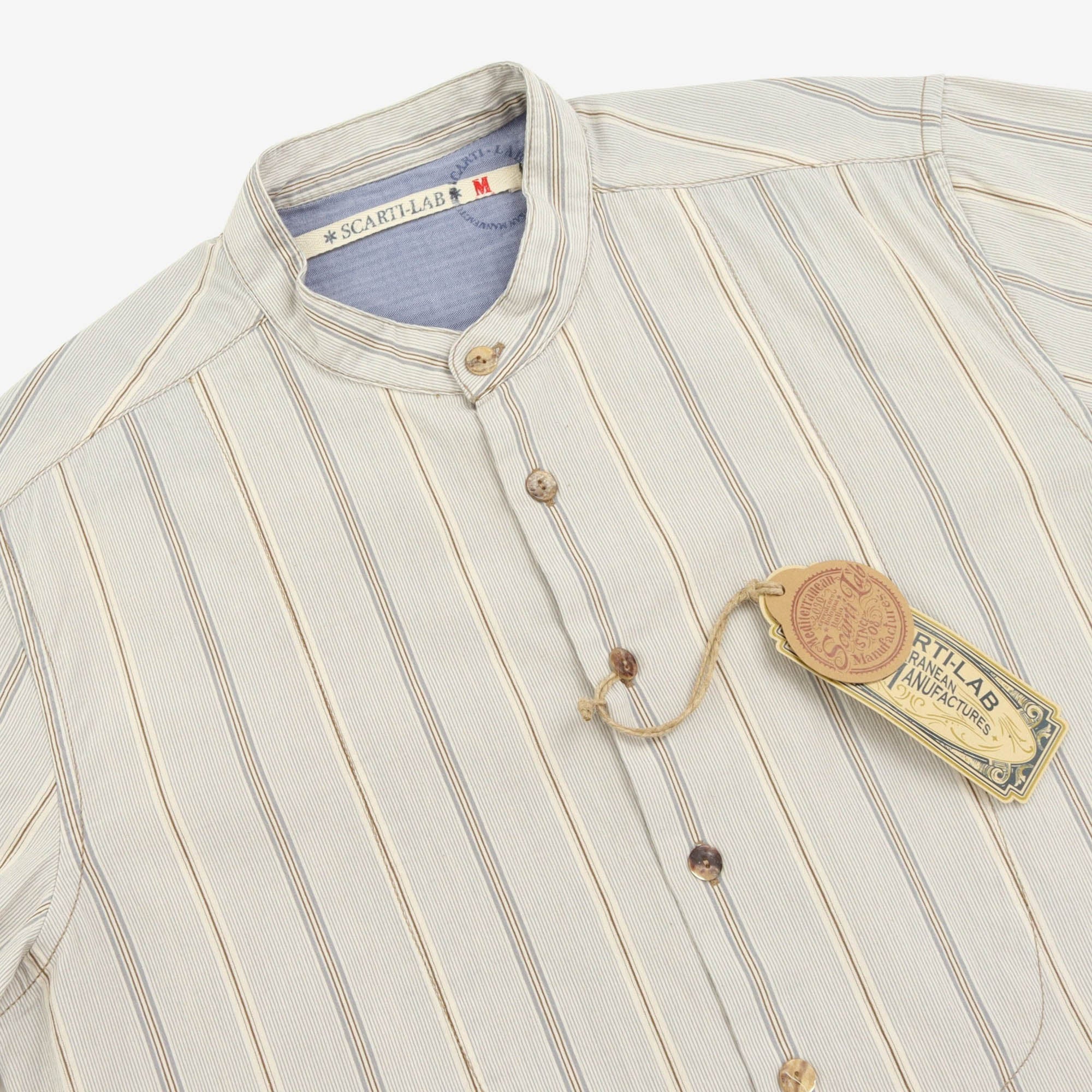 Stripe Band Collar Shirt