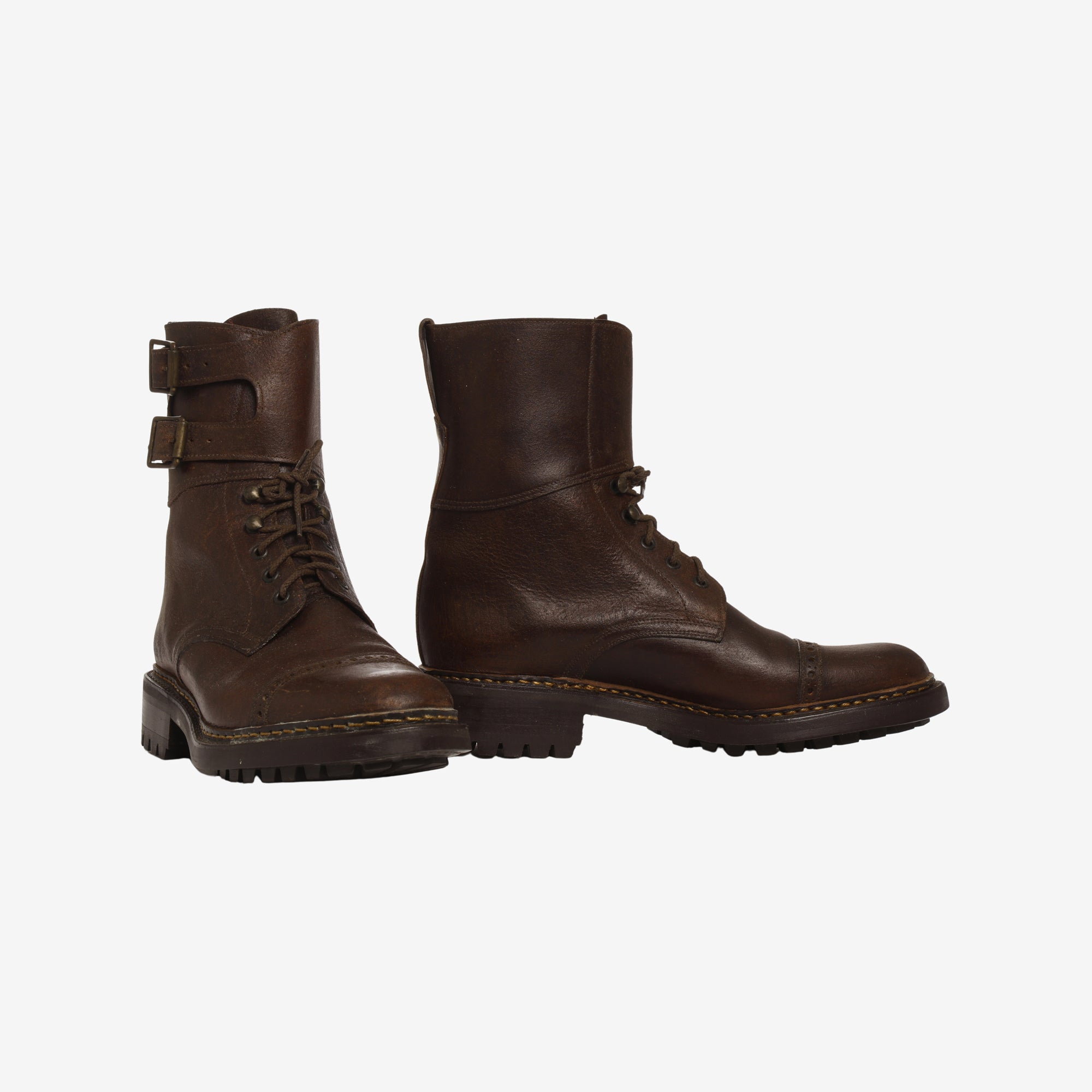 Ankle Strap Leather Boots