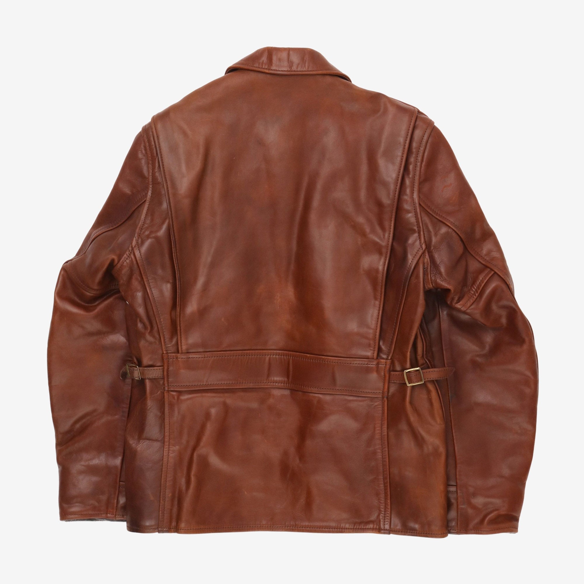 Long Half Belt Leather Jacket