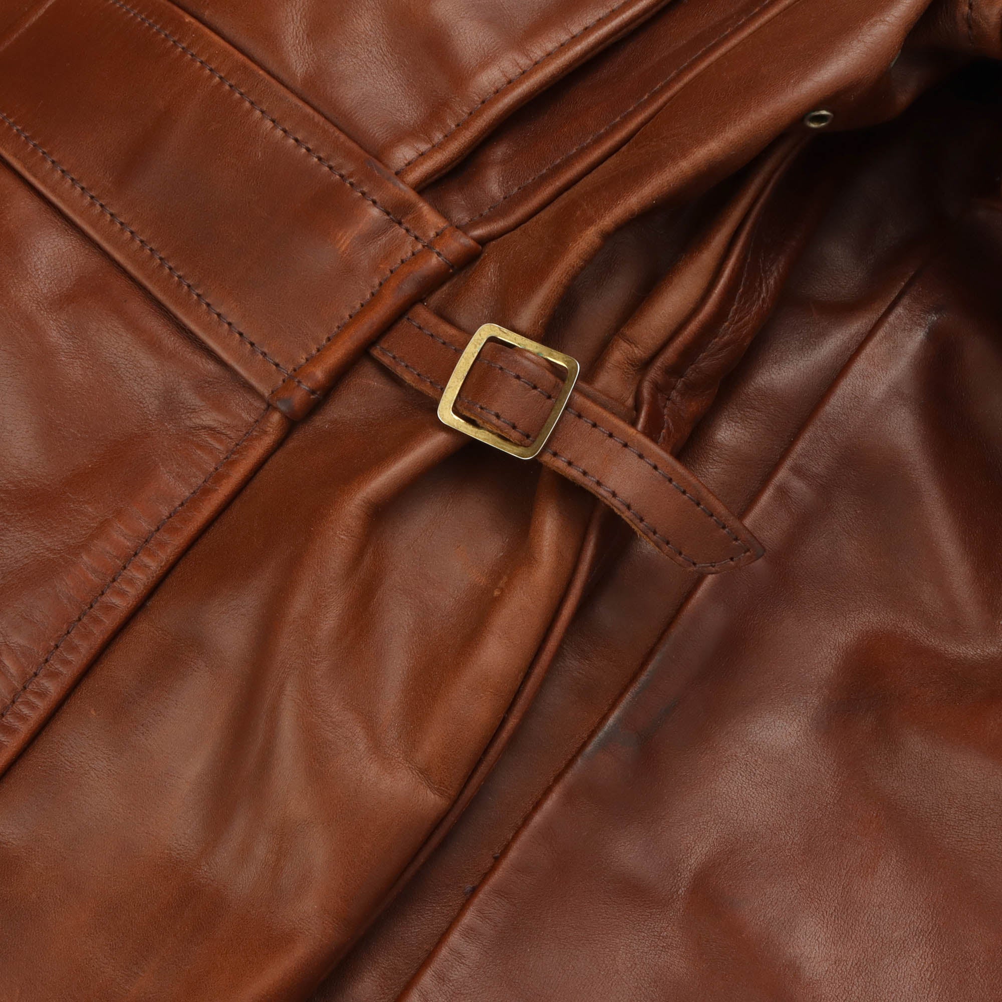 Long Half Belt Leather Jacket