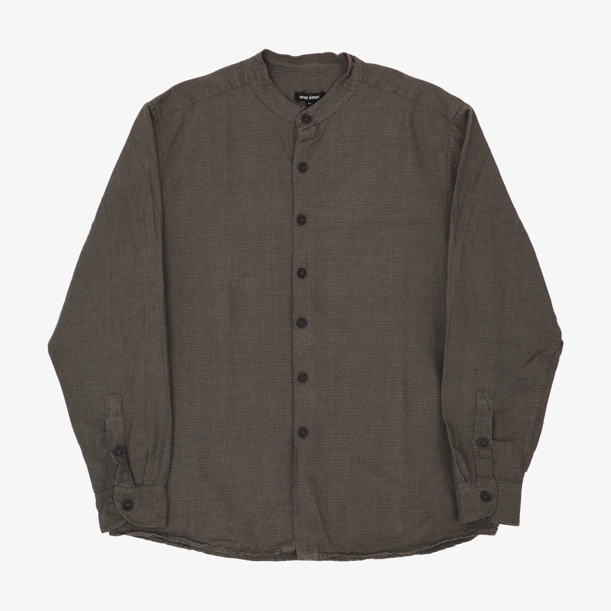 Houndstooth Band Collar Shirt