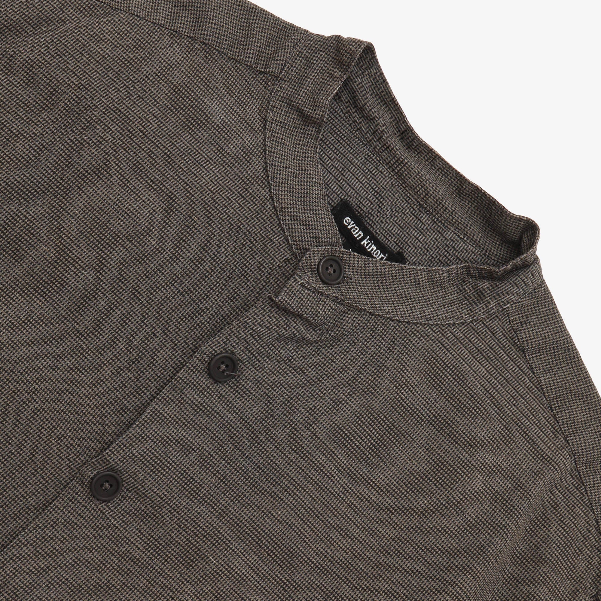 Houndstooth Band Collar Shirt