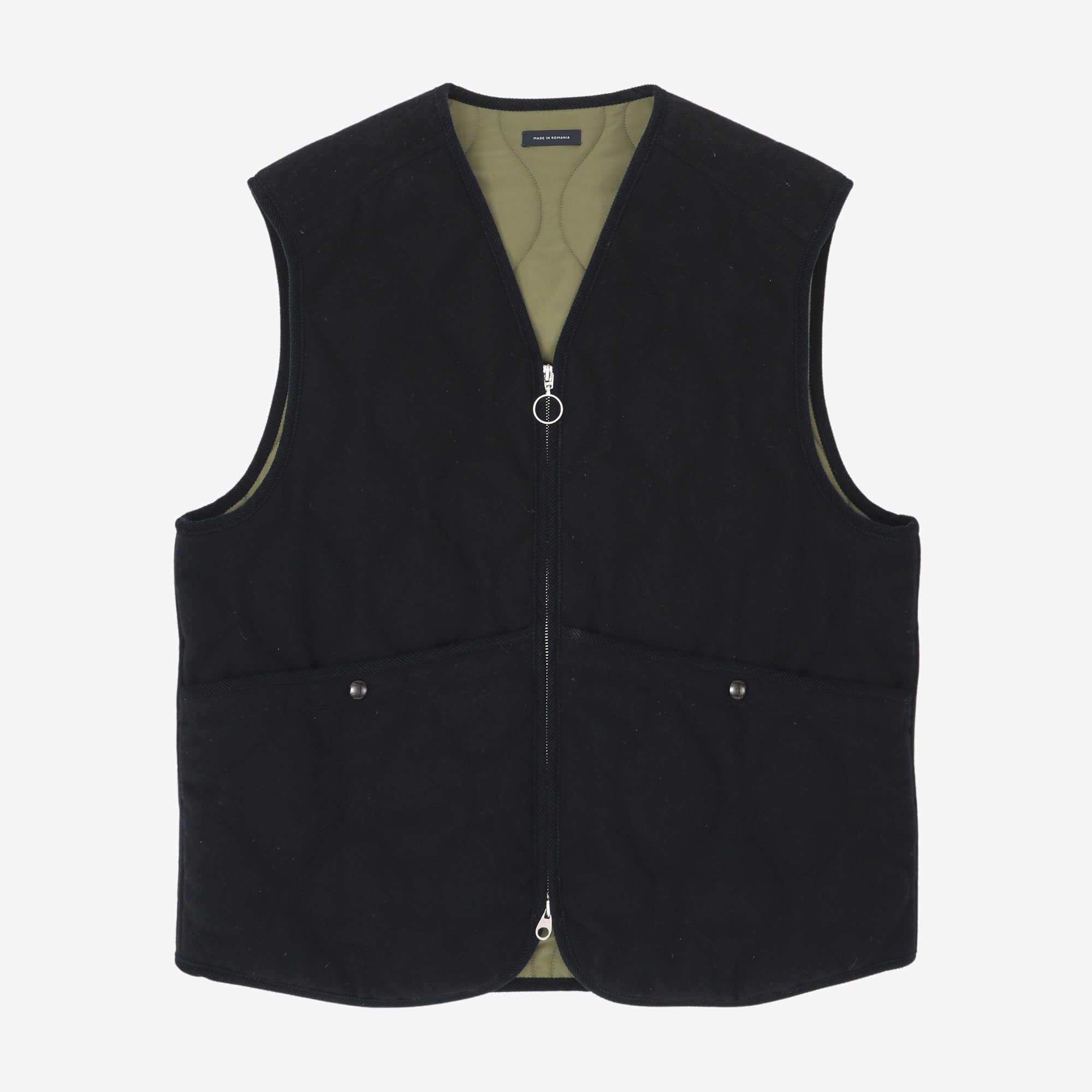 Quilted Melton Wool Zip Vest