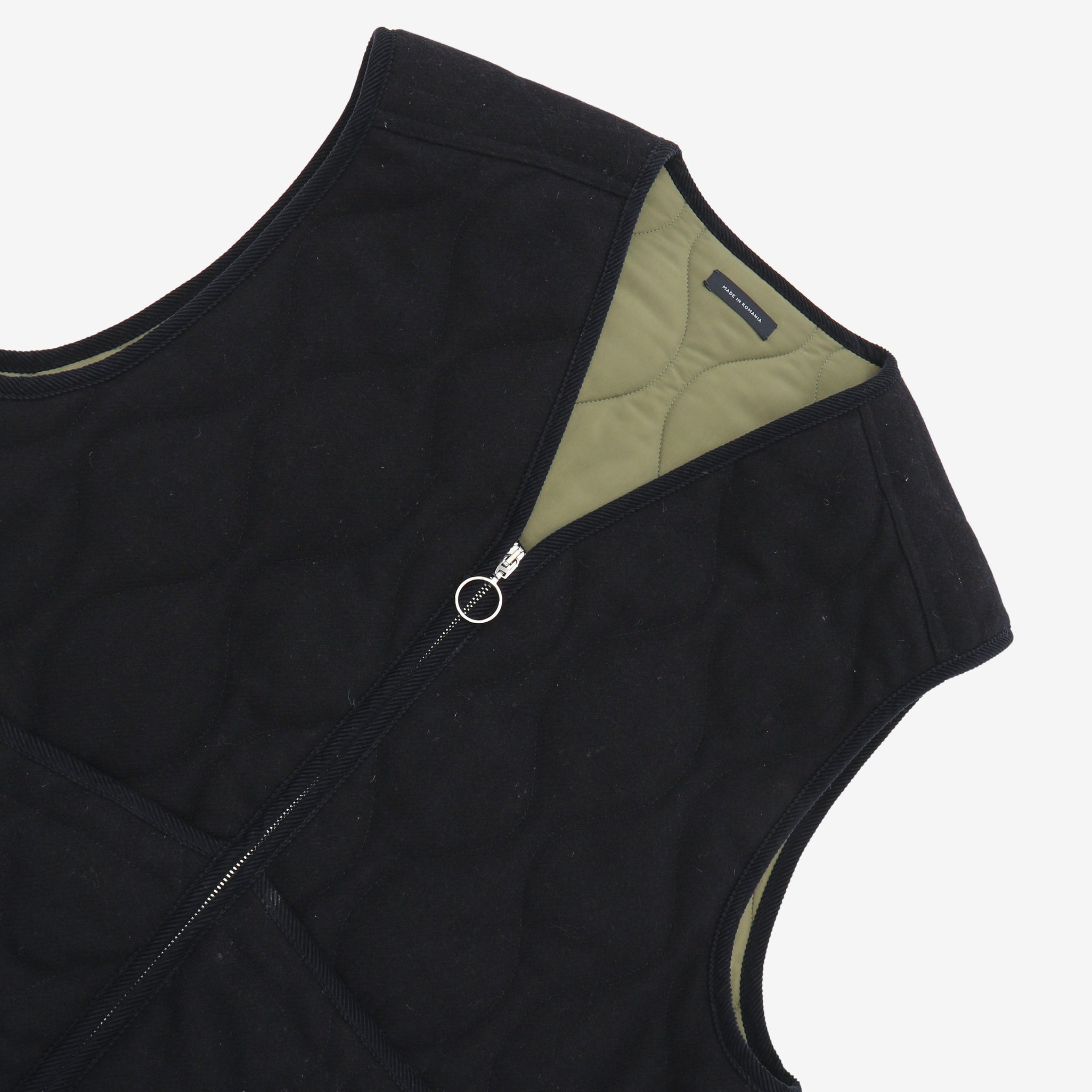 Quilted Melton Wool Zip Vest