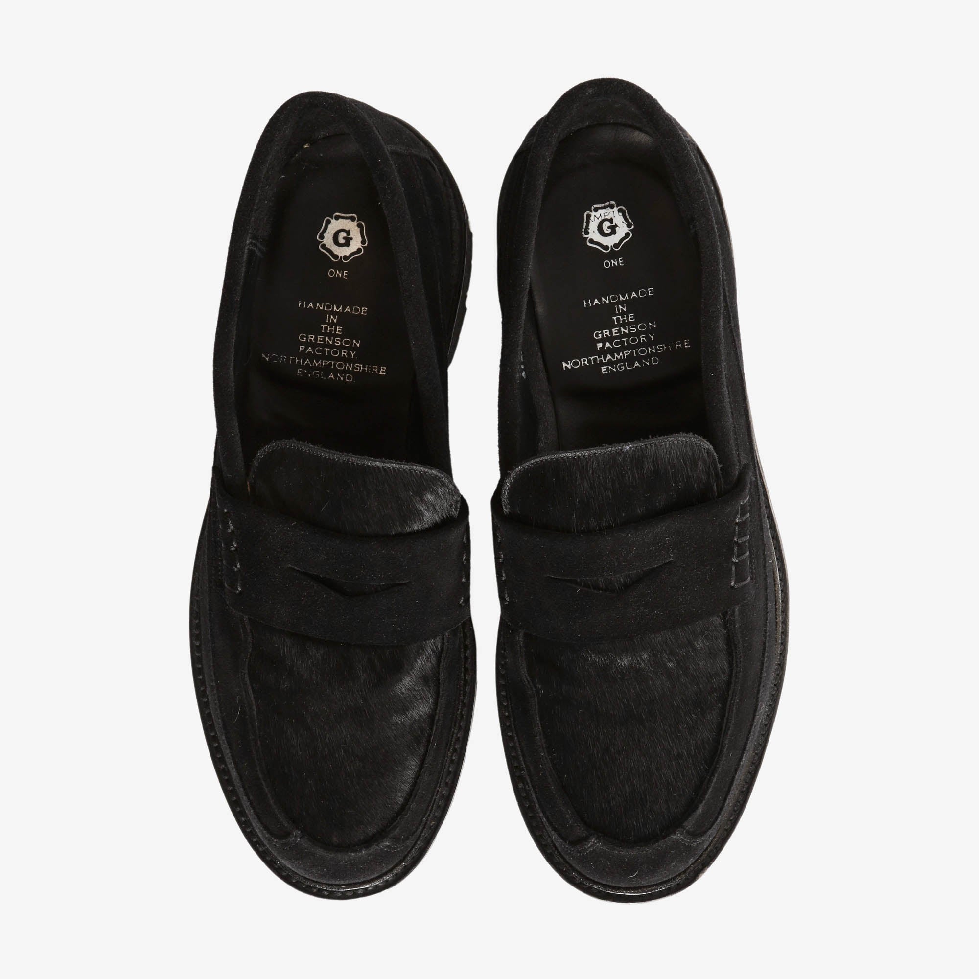 Suede and Calf Hair Penny Loafers