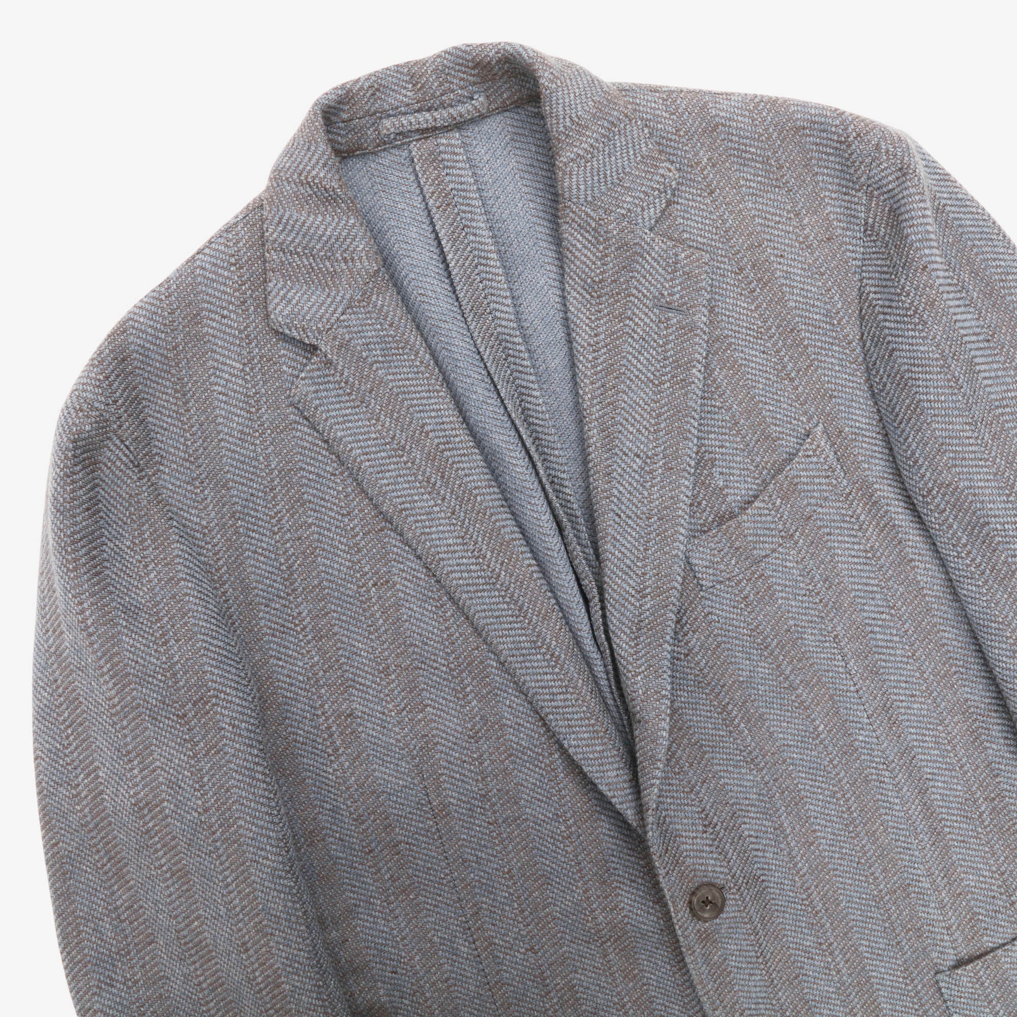 Silk Blend Herringbone Blazer