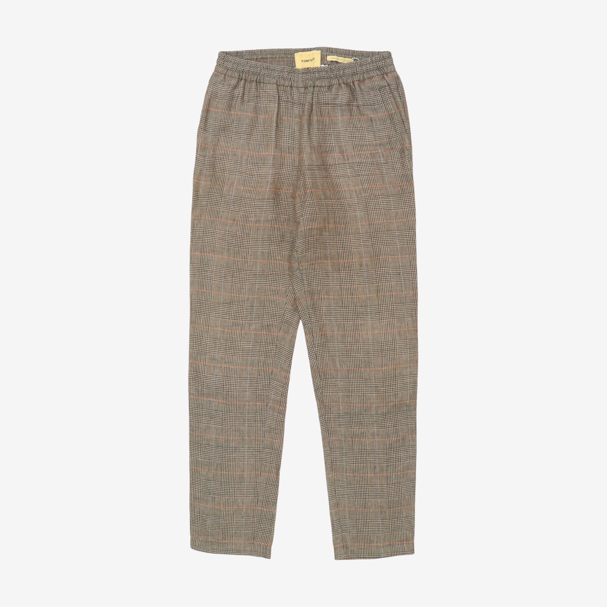 Lounge Check Drawstring Linen Trousers (30W X 32L)