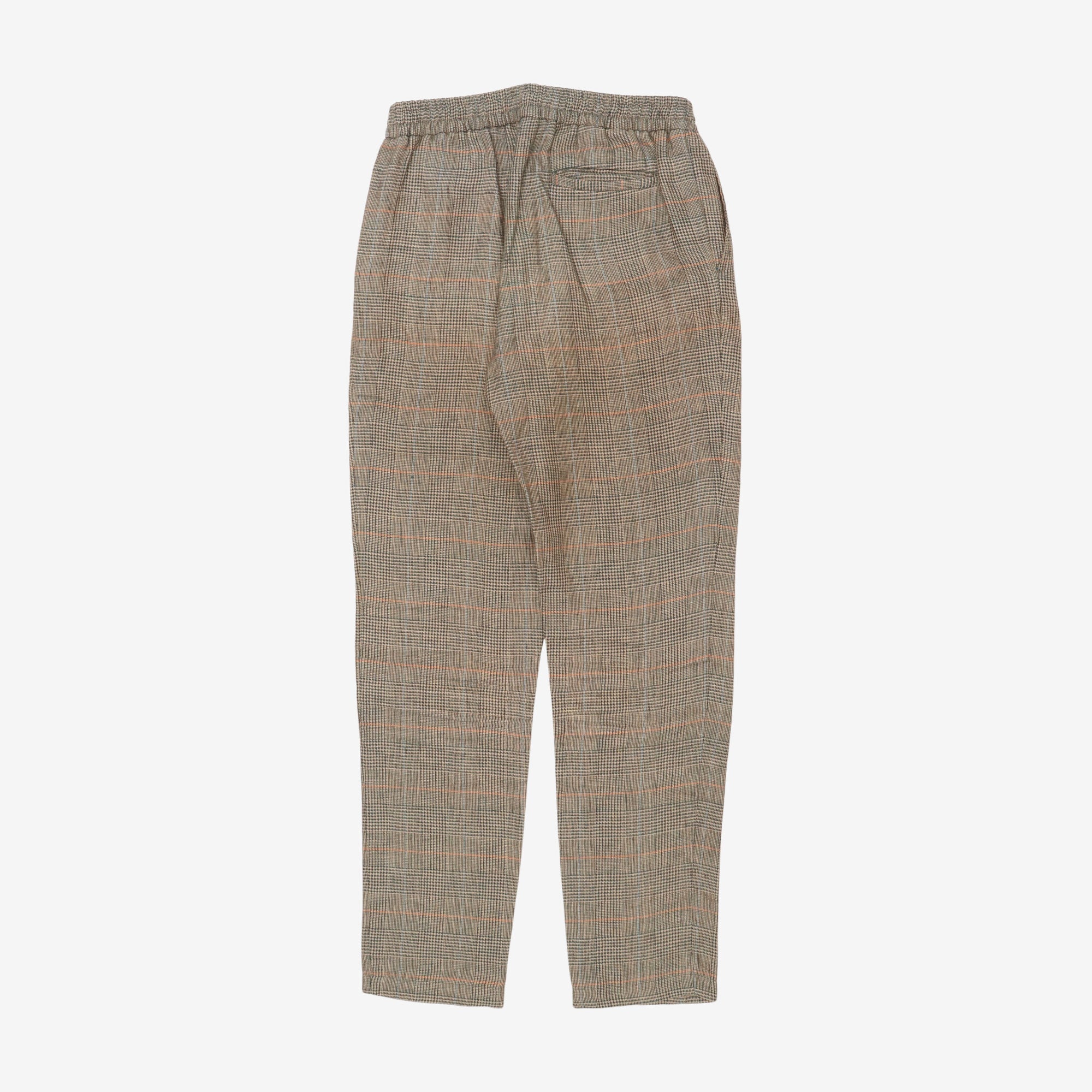 Lounge Check Drawstring Linen Trousers (30W X 32L)