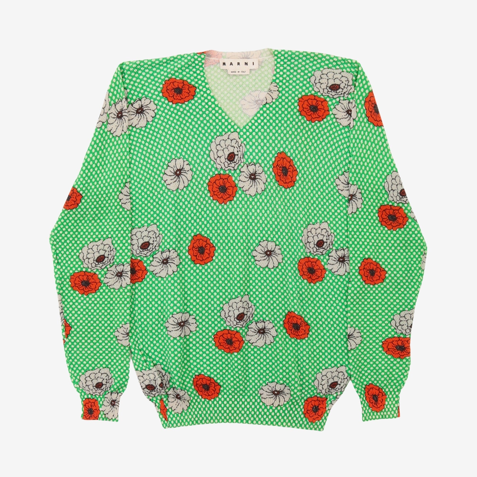 V-Neck Flower Sweater