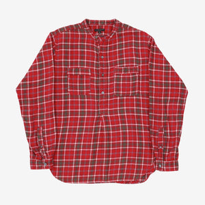 Grandad Collar Plaid Flannel Shirt