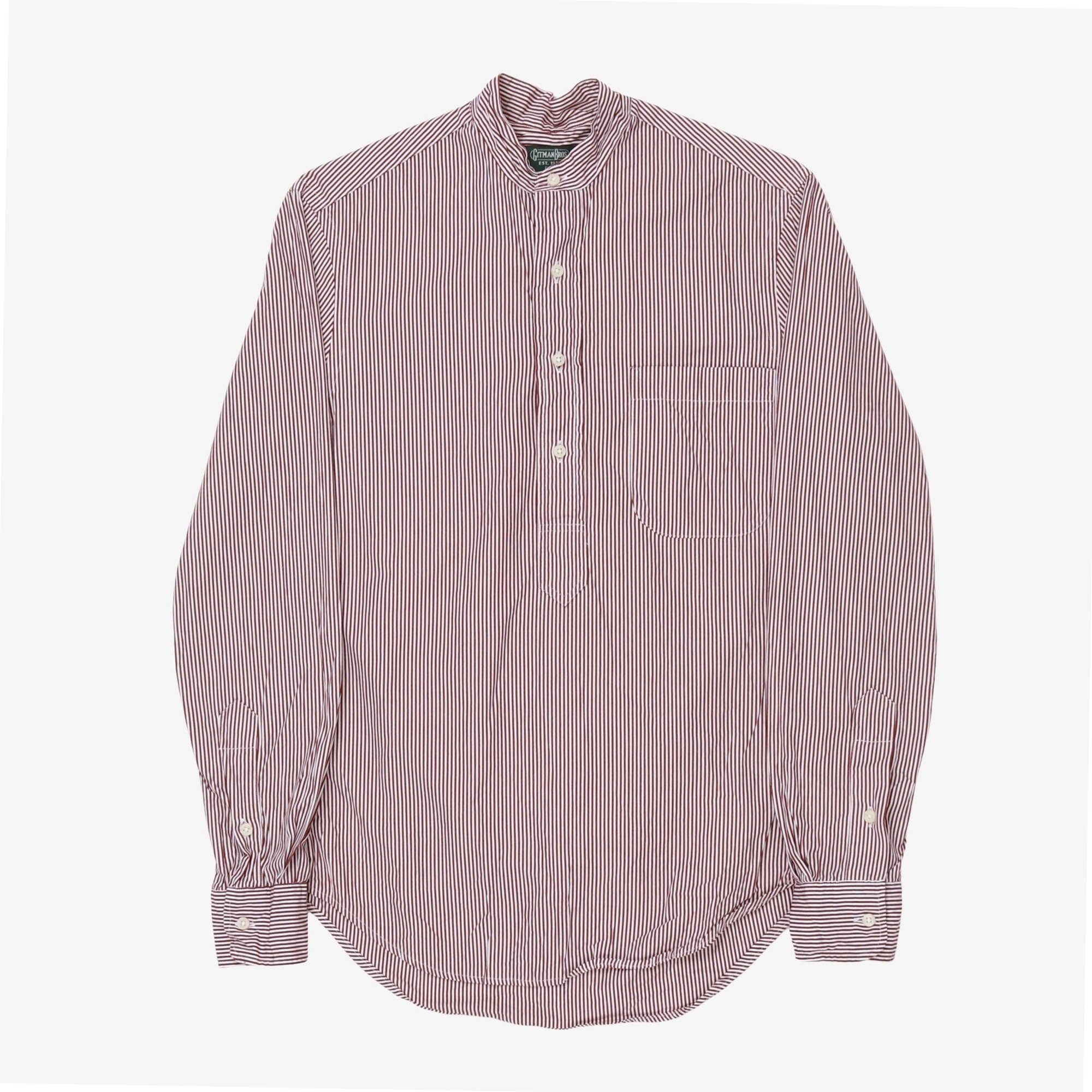 Collarless Striped Shirt