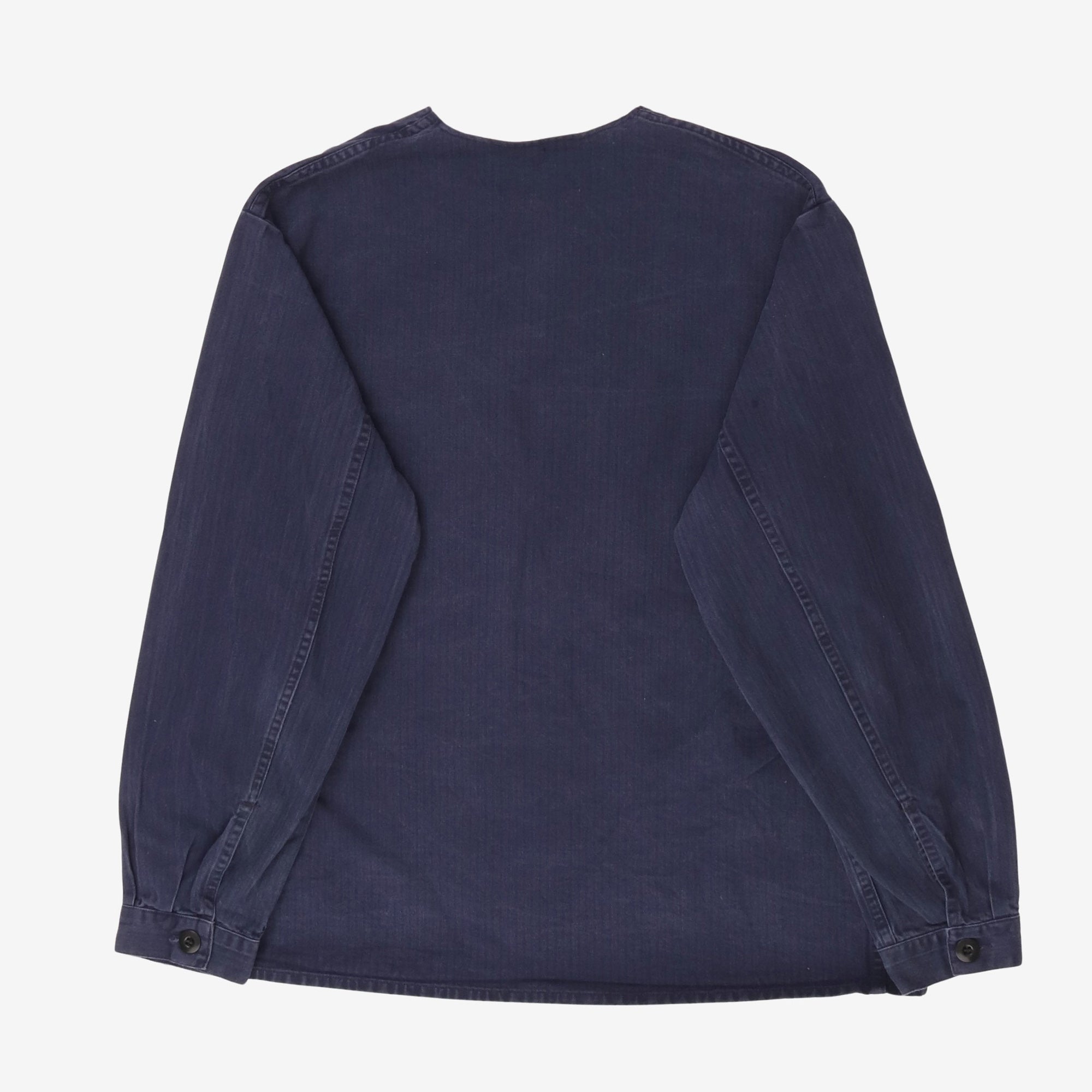 Collarless Herringbone Work Jacket