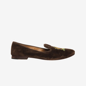 Velvet Embroidered Giraffe Loafers