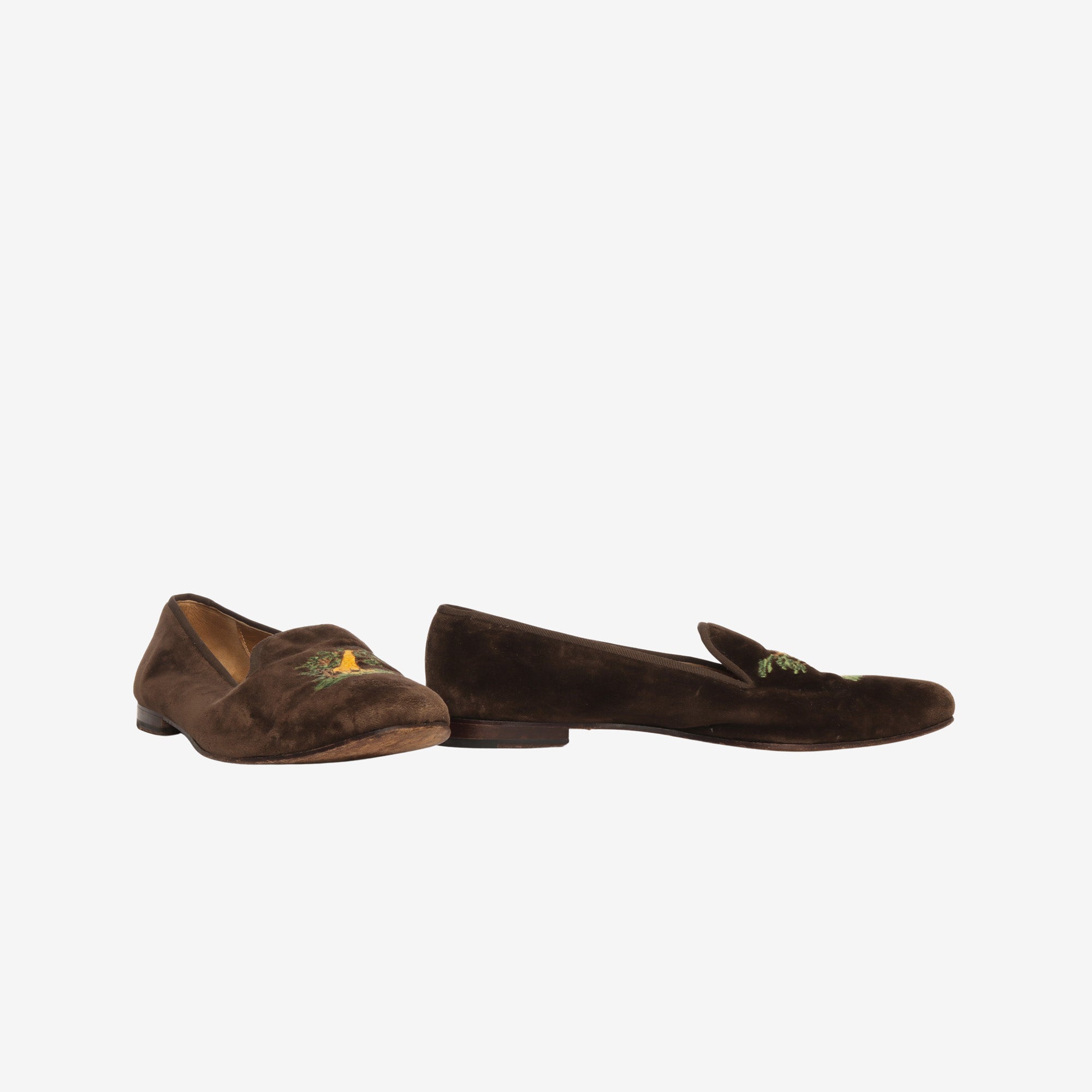 Velvet Embroidered Giraffe Loafers