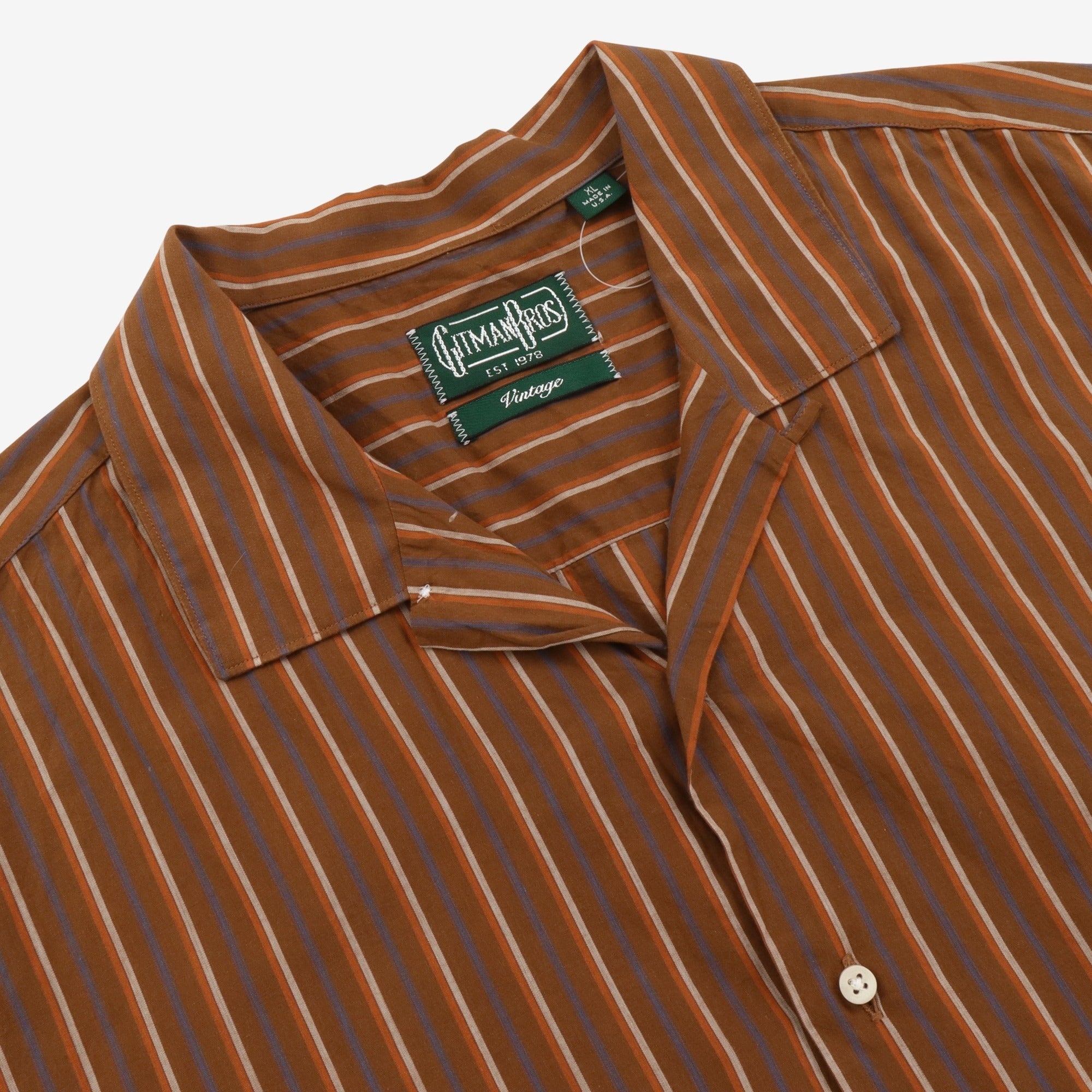 SS Striped Camp Collar Shirt