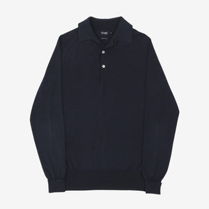 Knitted Silk-Cotton LS Polo Shirt