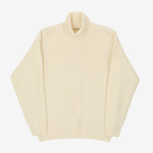 Milled French Merino Rib Knit Turtle Sweater