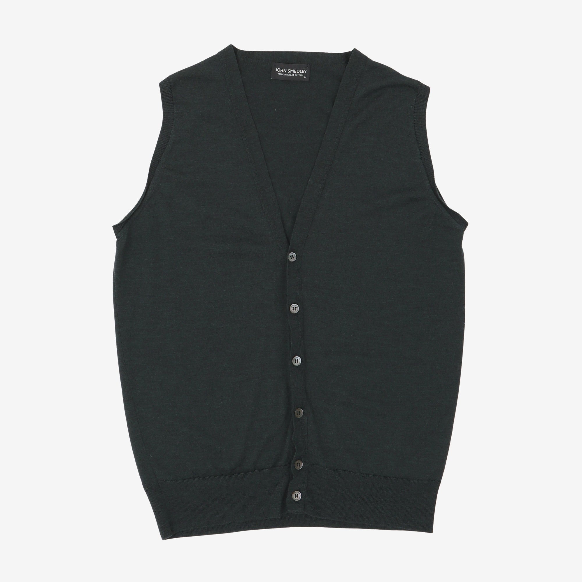 Fine Wool Sleeveless Cardigan