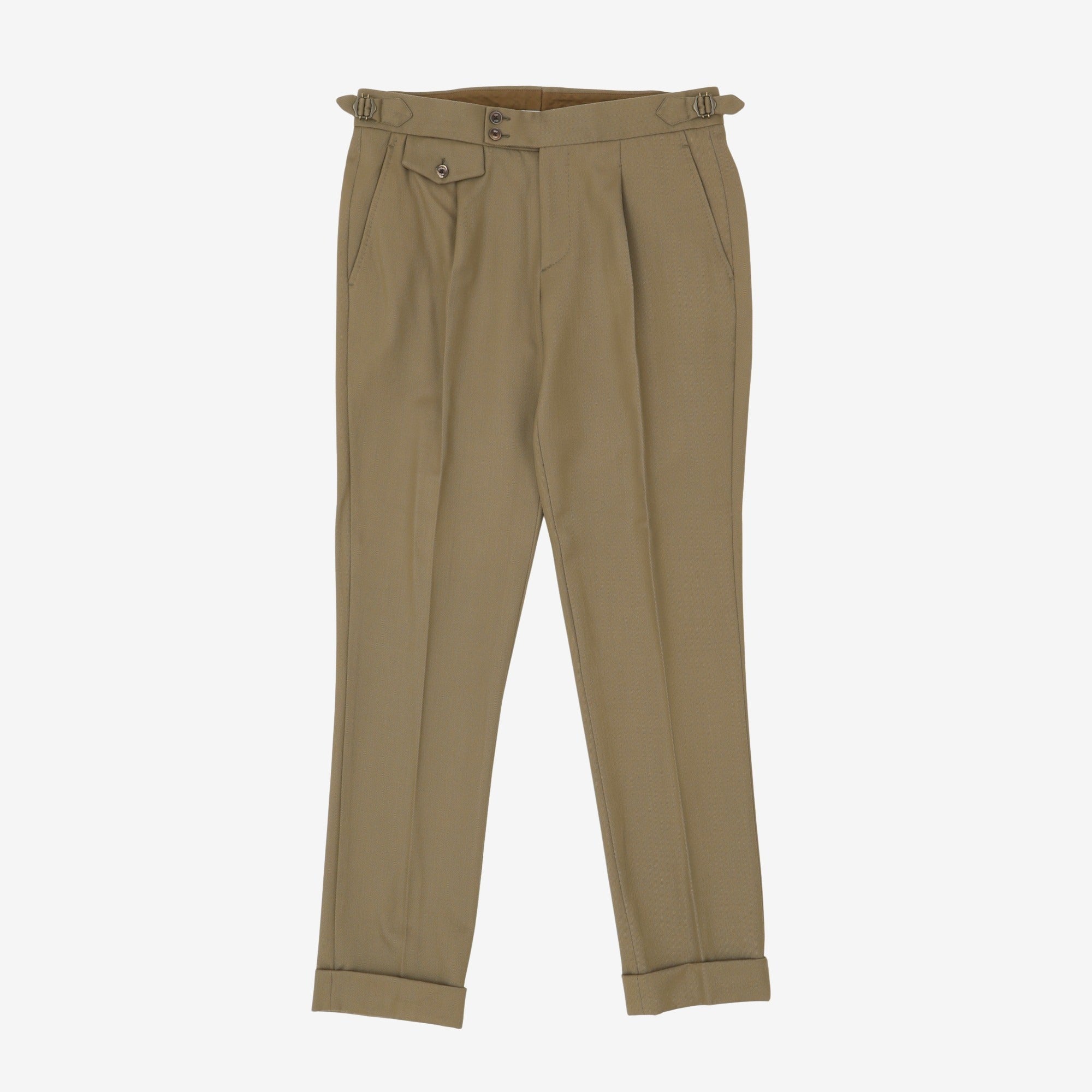 Pleated Twill Trousers