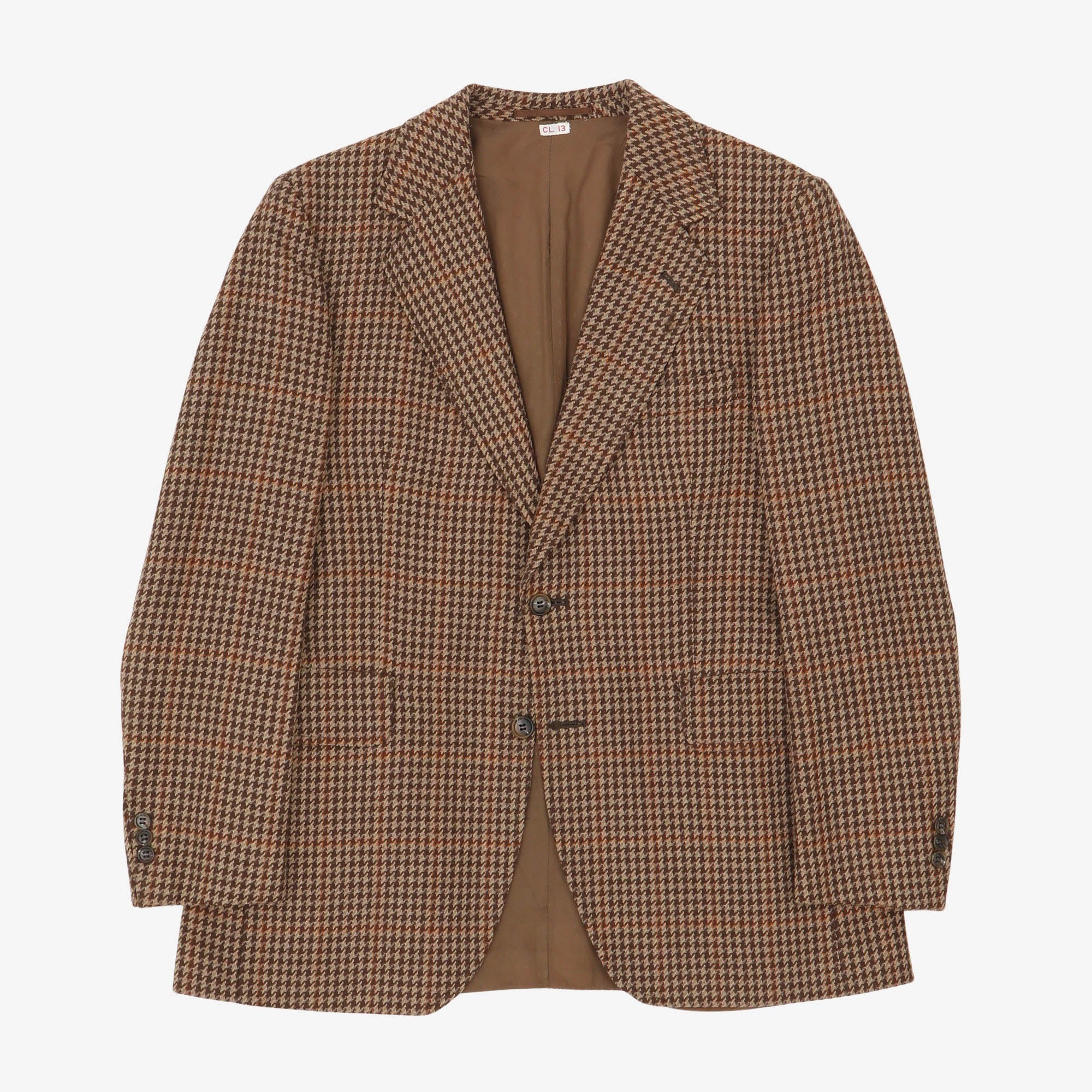 Houndstooth Check Wool Blazer