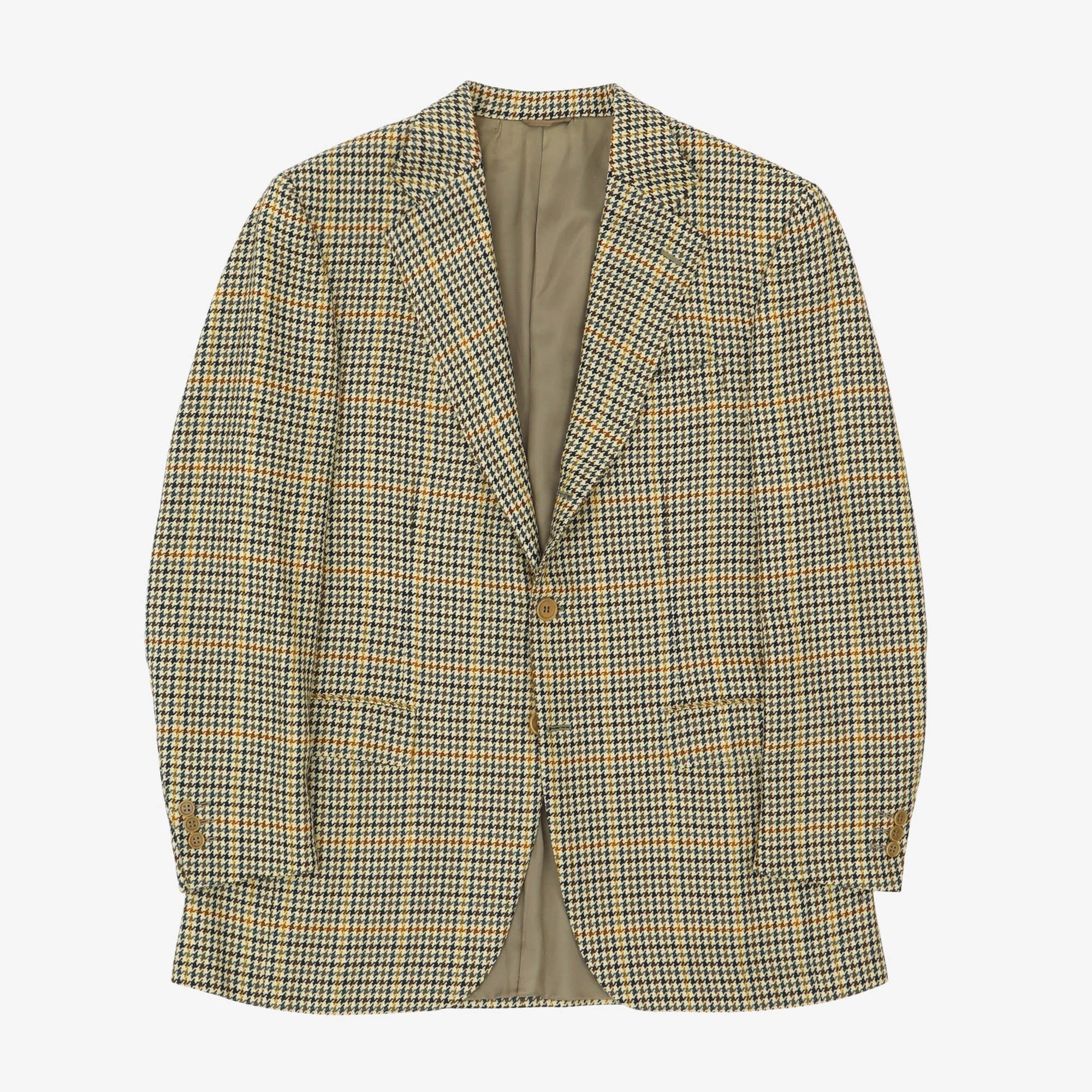 Houndstooth Check Wool Blazer