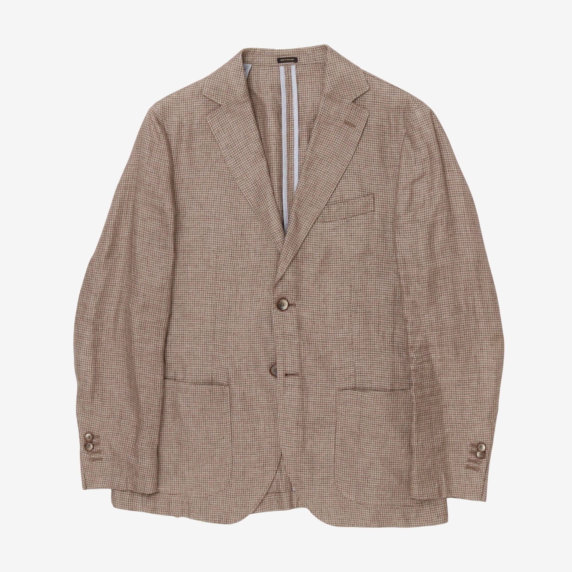 Houndstooth Check Linen Blazer