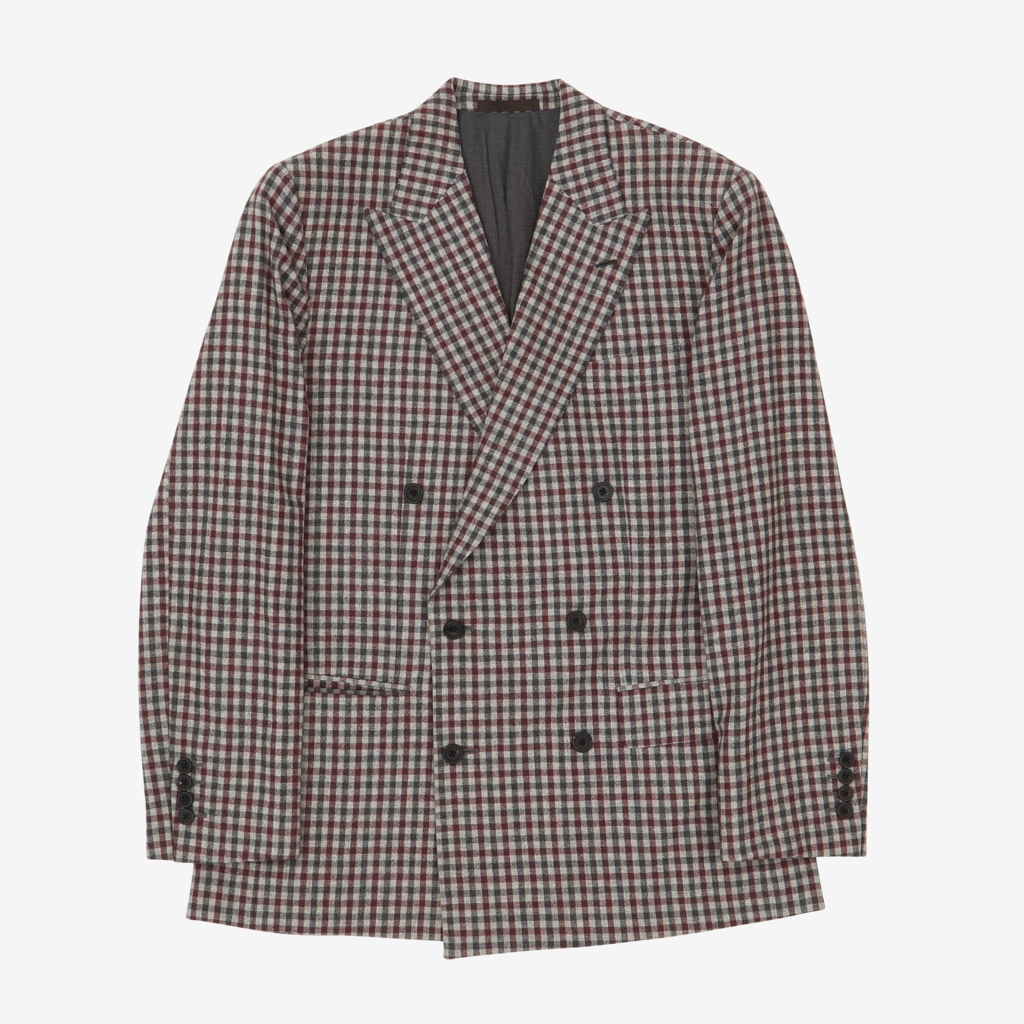 Wool Cashmere Check DB Blazer