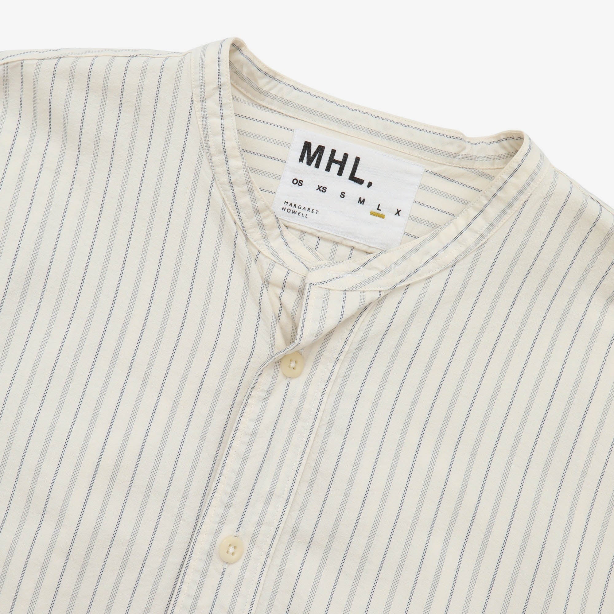 MHL Collarless Striped Shirt