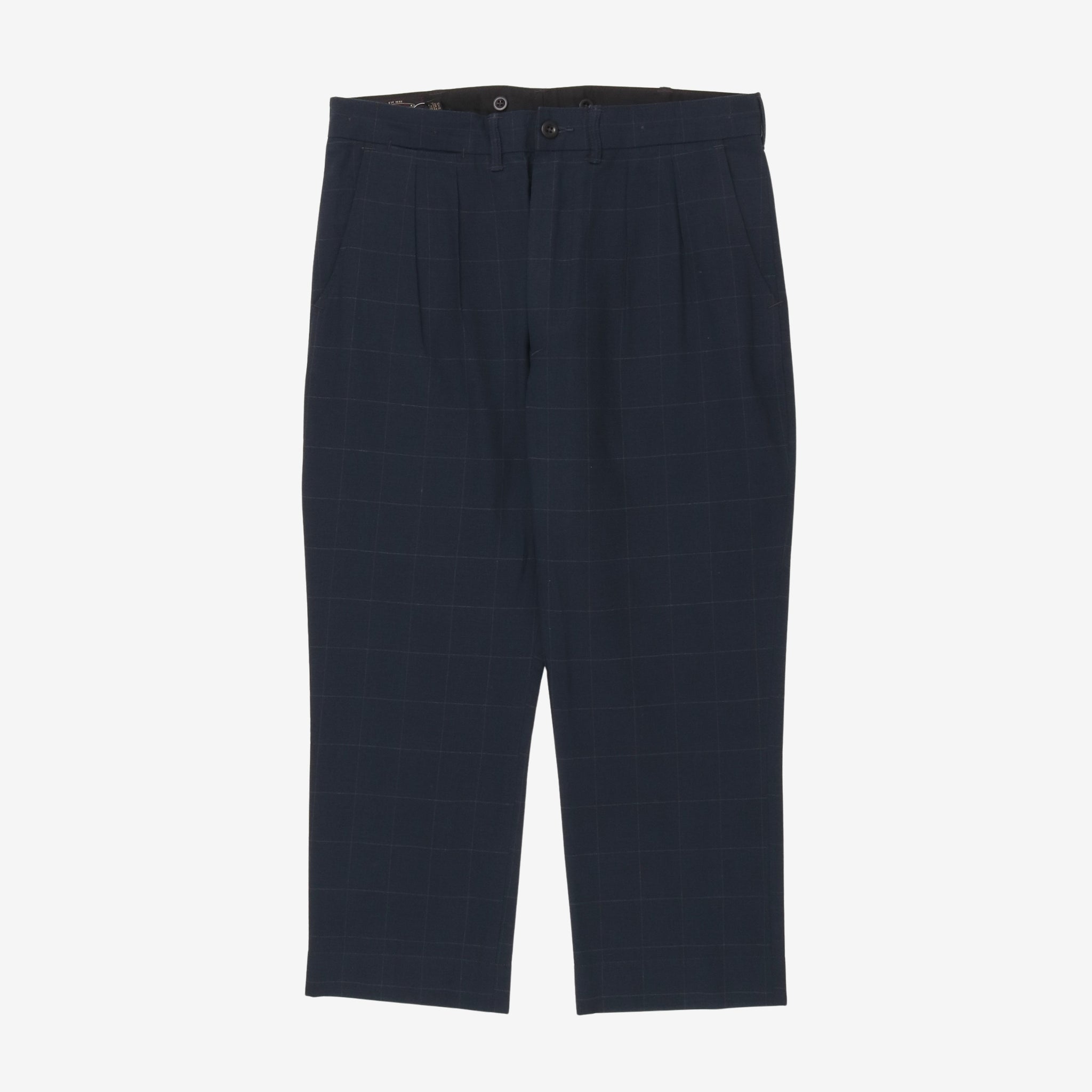 Cotton Blend Check Trousers (34W X 25L)