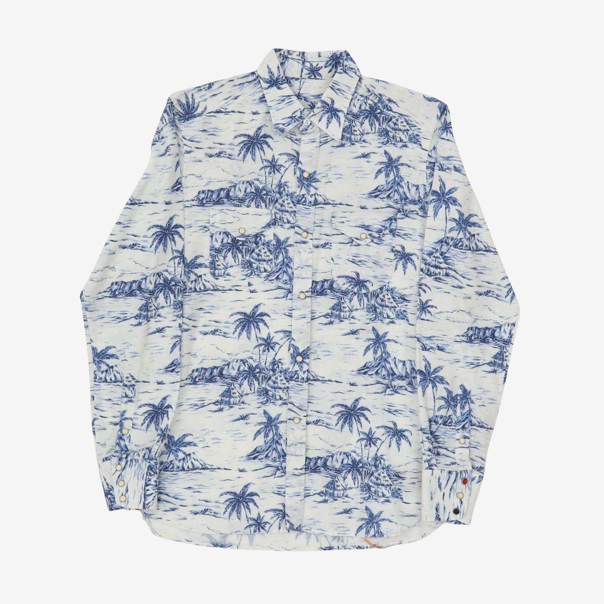 Linen Blend Snap Button Shirt