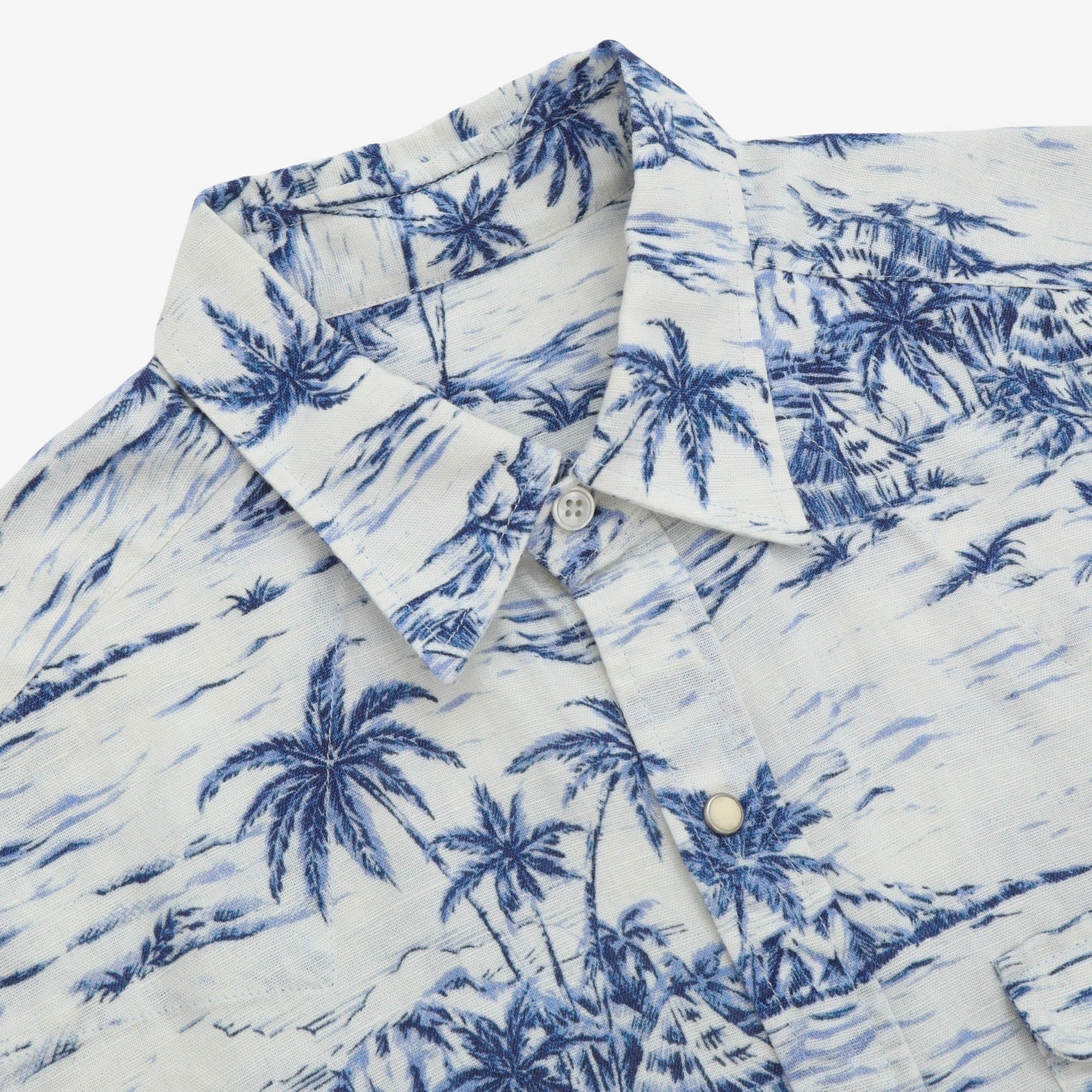 Linen Blend Snap Button Shirt