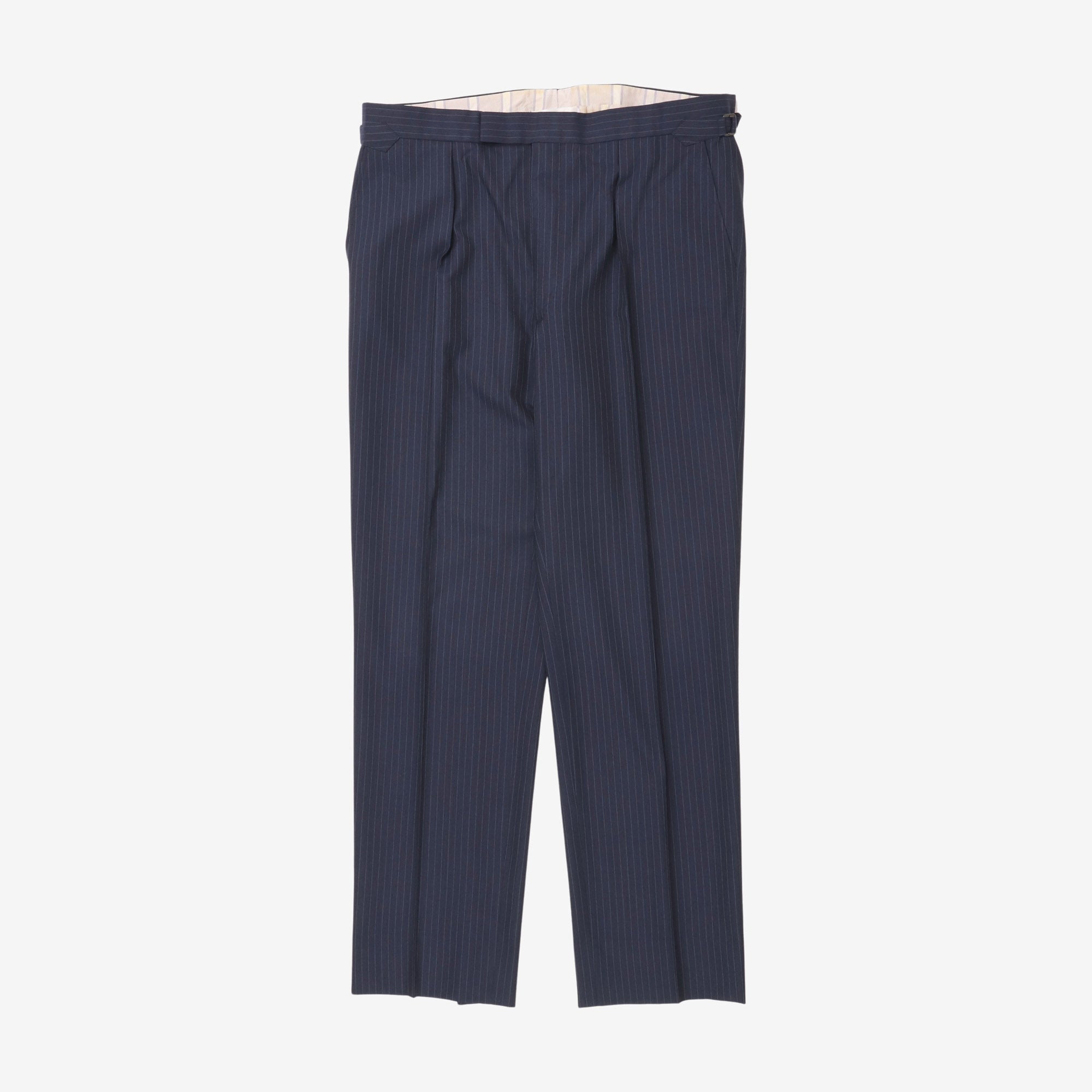 Wool Pinstripe Pleated Trousers (38W X 33L)